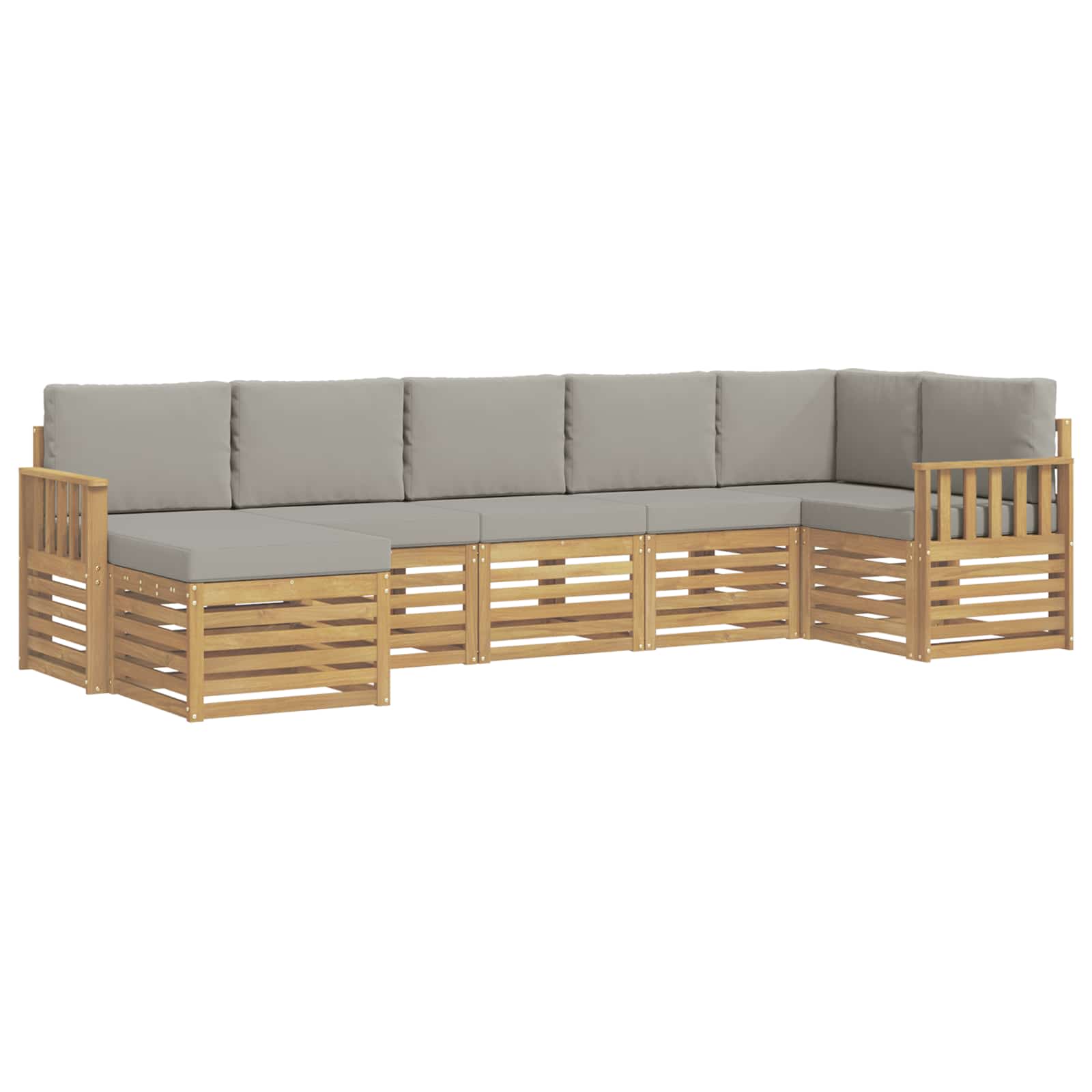 Outdoor-sofagarnitur 6 Stk. 6-sitzer Weiß Und Hellgrau Vidaxl
