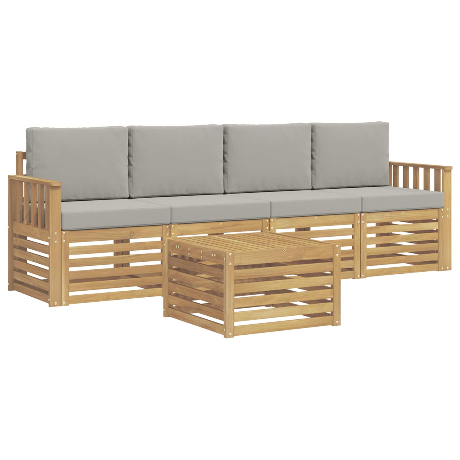 Outdoor-sofagarnitur 5 Stk. 4-sitzer Weiß Und Hellgrau Vidaxl