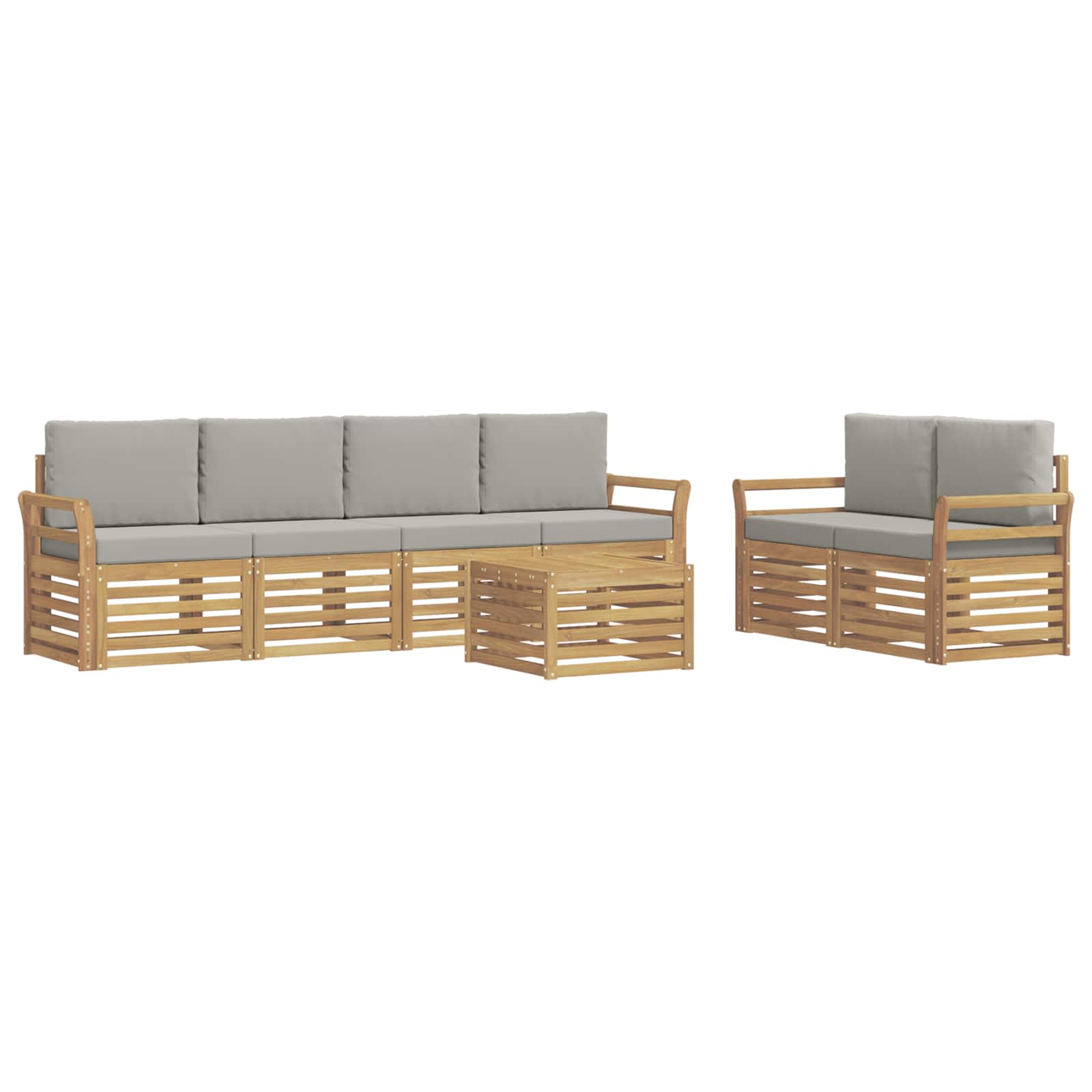 Outdoor-sofagarnitur 7 Stk. 6-sitzer Weiß Und Hellgrau Vidaxl