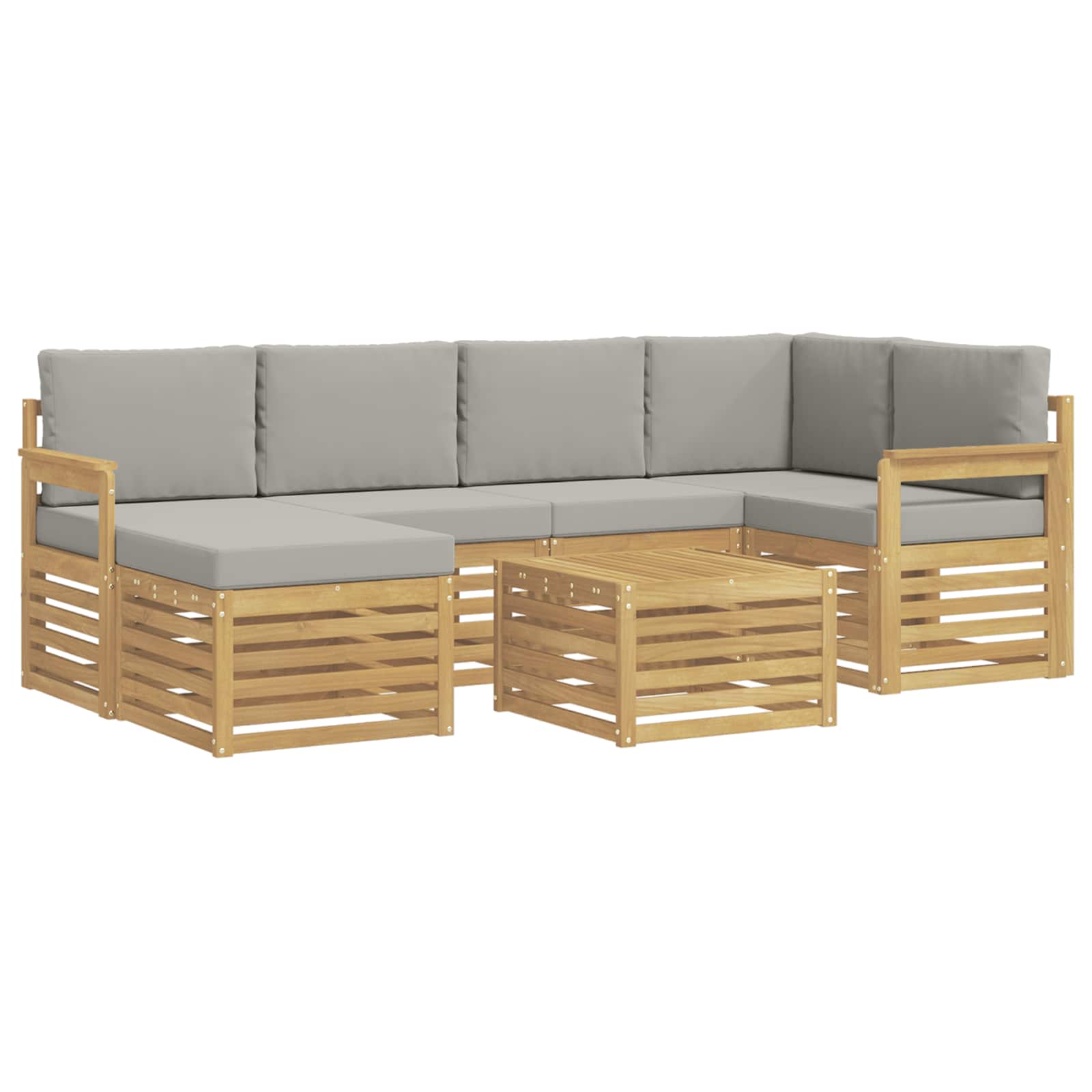 Outdoor-sofagarnitur 7 Stk. 5-sitzer Weiß Und Hellgrau Vidaxl