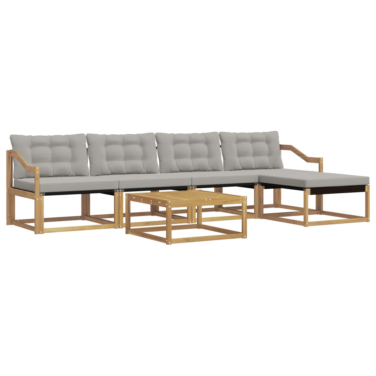 Outdoor-sofagarnitur 6 Stk. 4-sitzer Weiß Und Hellgrau Vidaxl