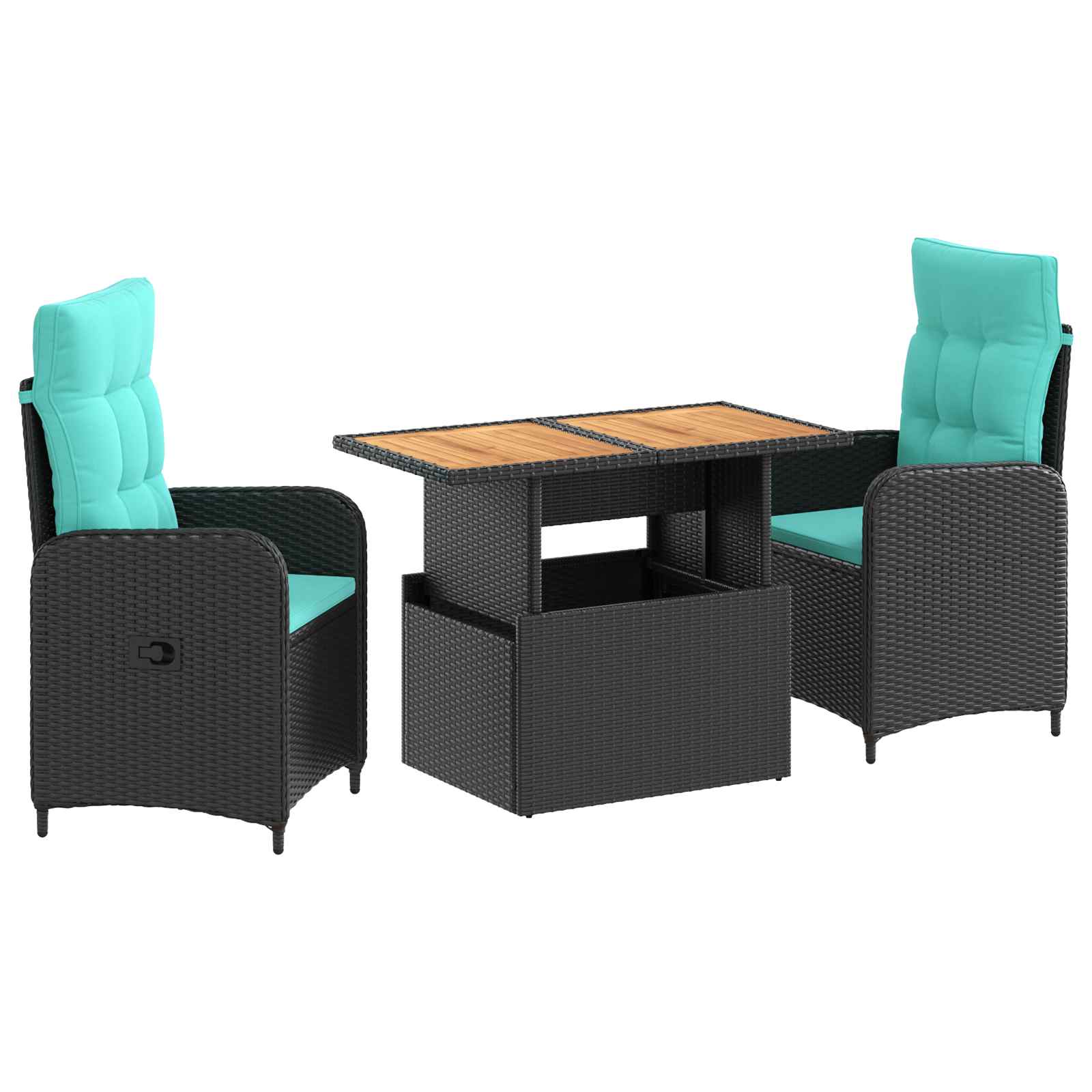 Outdoortisch-set 3 Stk. Black And Turquoise 100 X 55 X 73 Cm Vidaxl