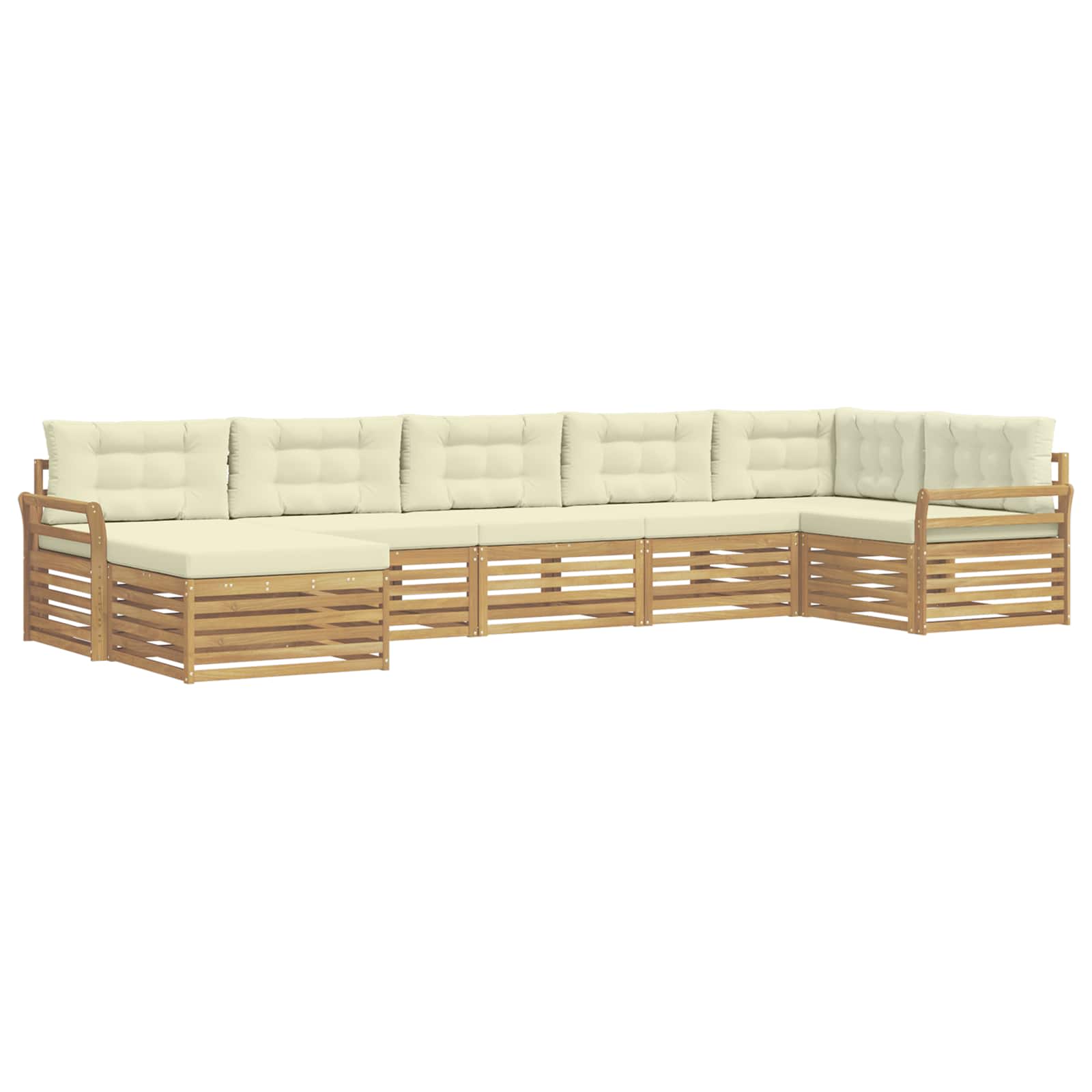 Outdoor-sofagarnitur 7 Stk. 7-sitzer Weiß Und Creme Vidaxl