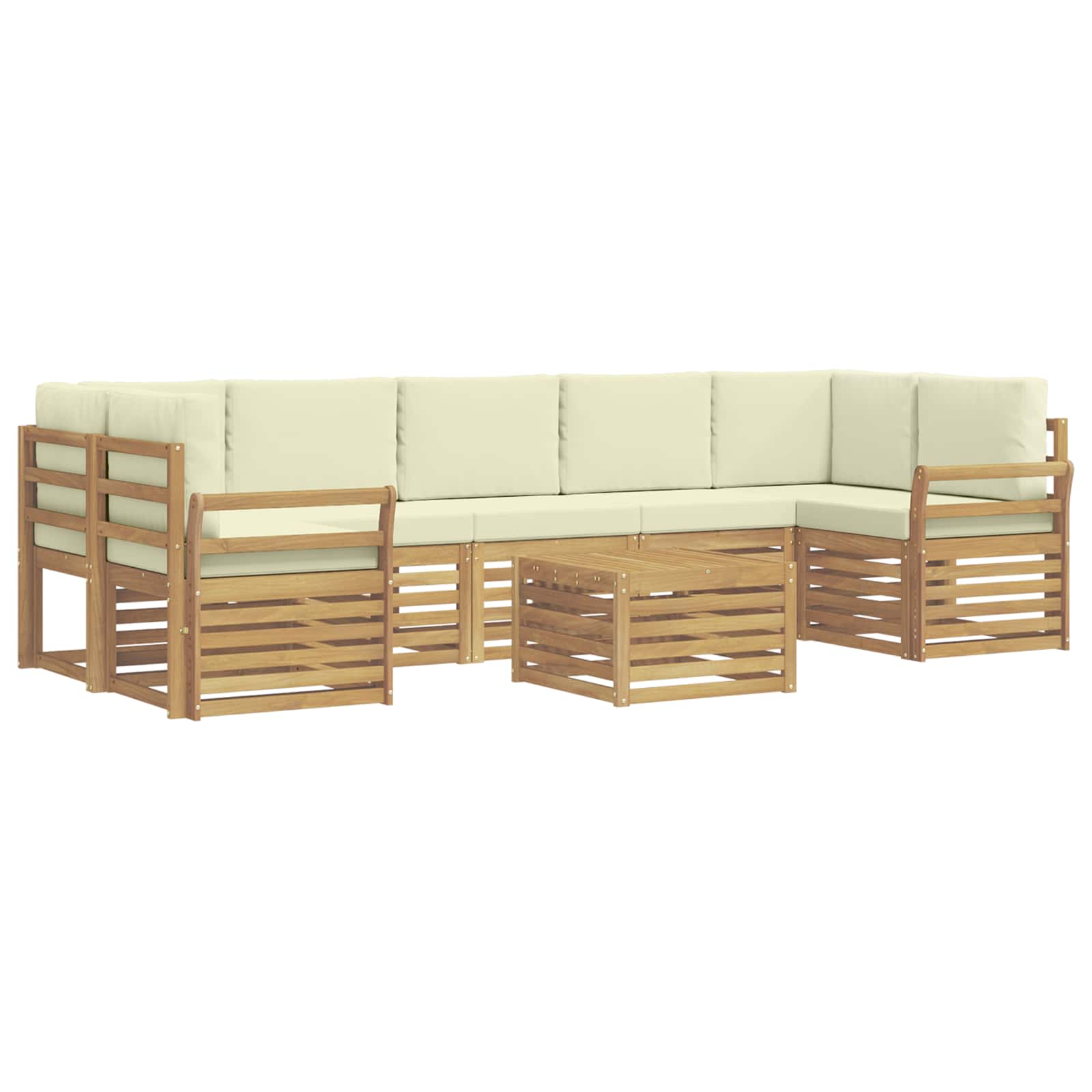 Outdoor-sofagarnitur 8 Stk. 7-sitzer Weiß Und Creme Polyester Vidaxl