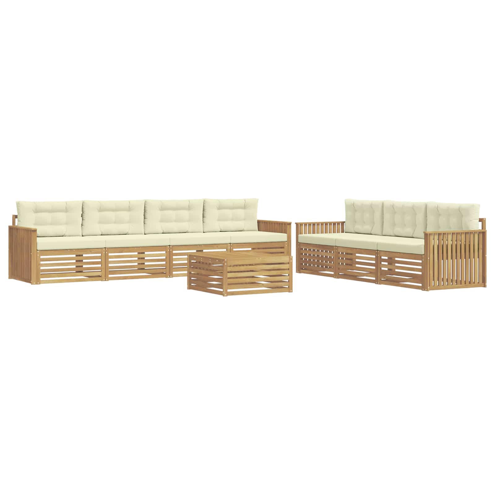Outdoor-sofagarnitur 8 Stk. 7-sitzer Weiß Und Creme Vidaxl