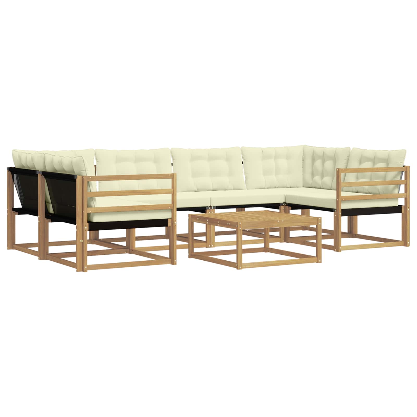 Outdoor-sofagarnitur 7 Stk. 6-sitzer Weiß Und Creme Vidaxl