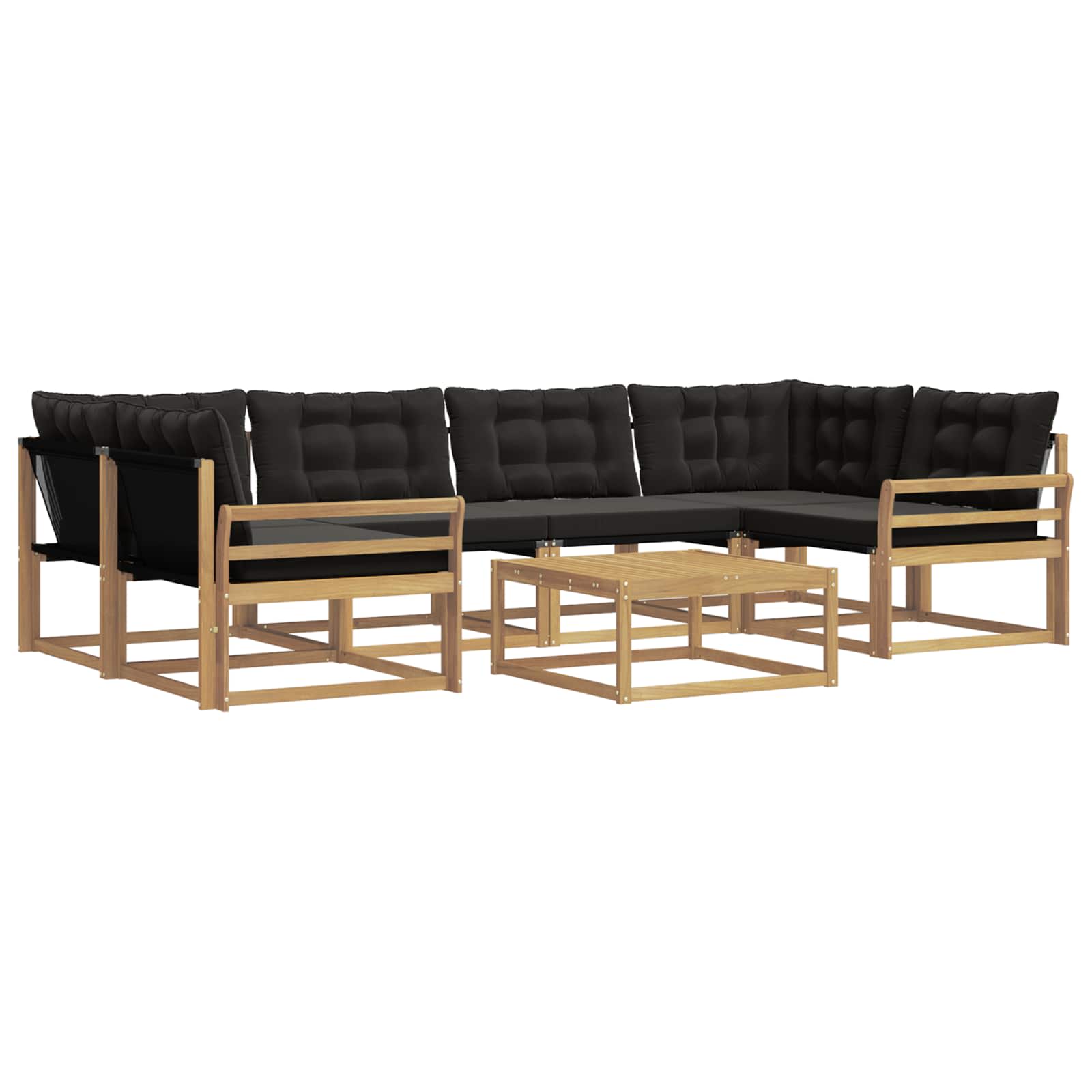 Outdoor-sofagarnitur 7 Stk. 6-sitzer Weiß Und Schwarz Vidaxl