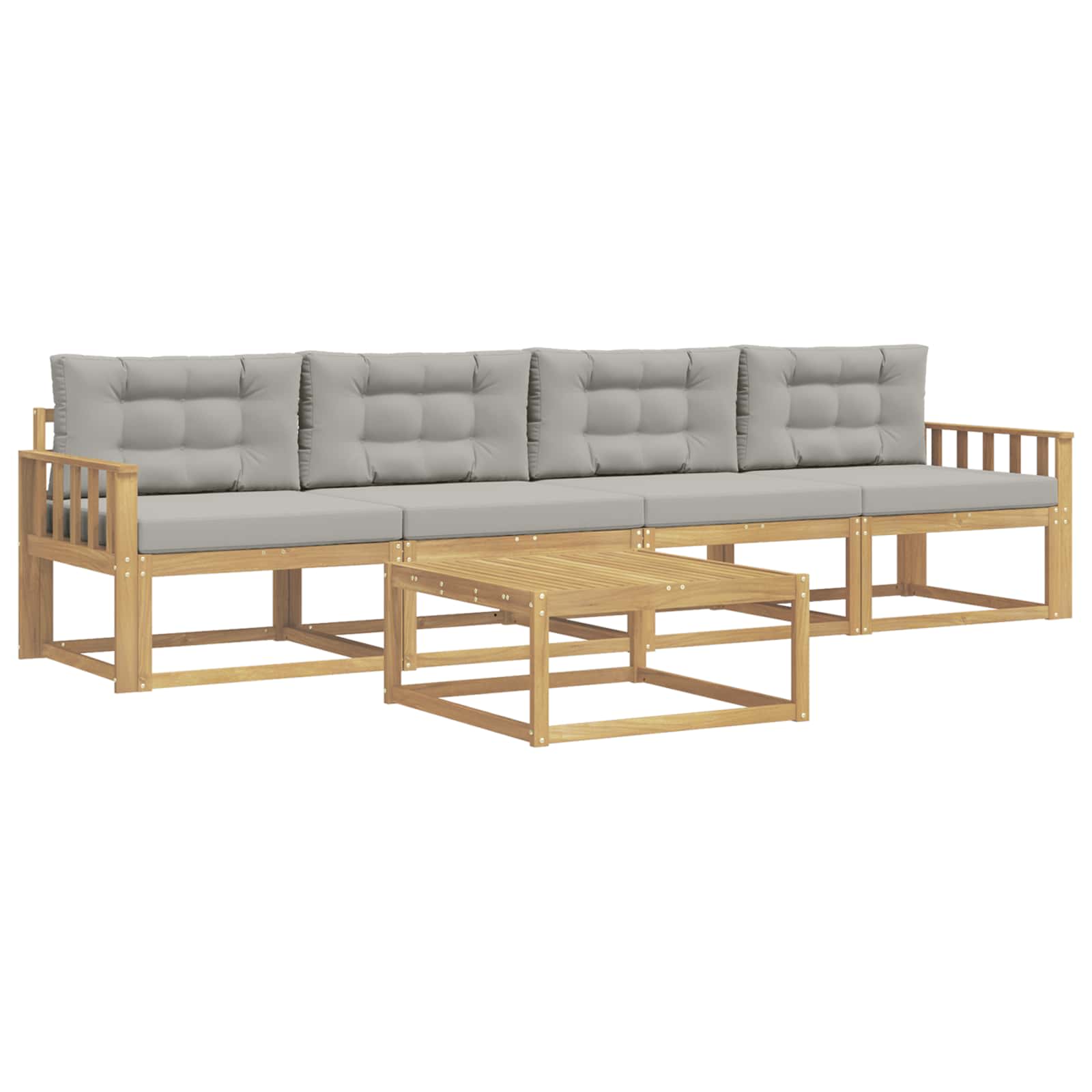 Outdoor-sofagarnitur 4 Stk. 4-sitzer Weiß Und Hellgrau Vidaxl