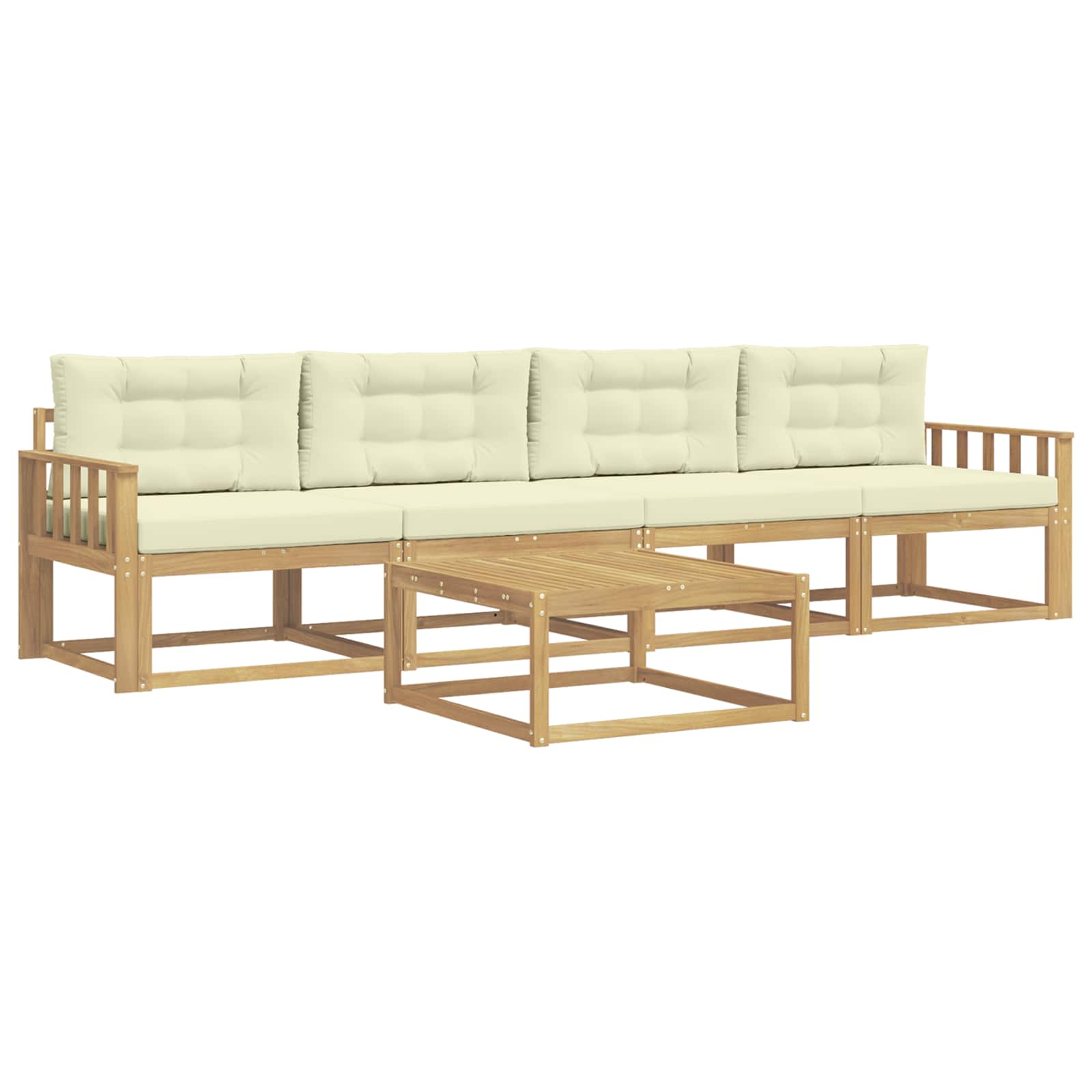 Outdoor-sofagarnitur 4 Stk. 4-sitzer Weiß Und Creme Vidaxl