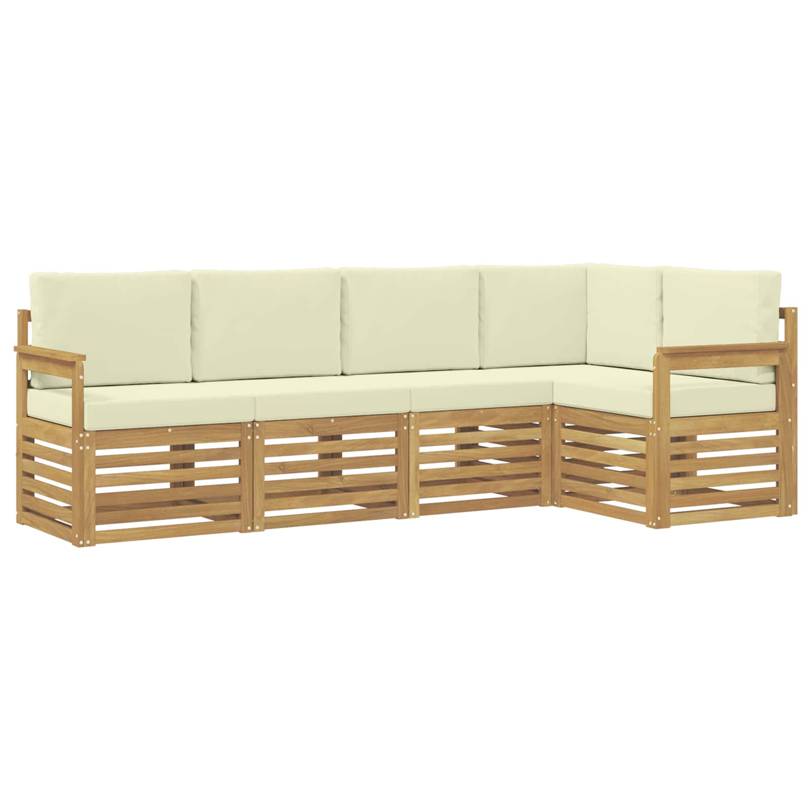 Outdoor-sofagarnitur 5 Stk. 5-sitzer Weiß Und Creme Polyester Vidaxl