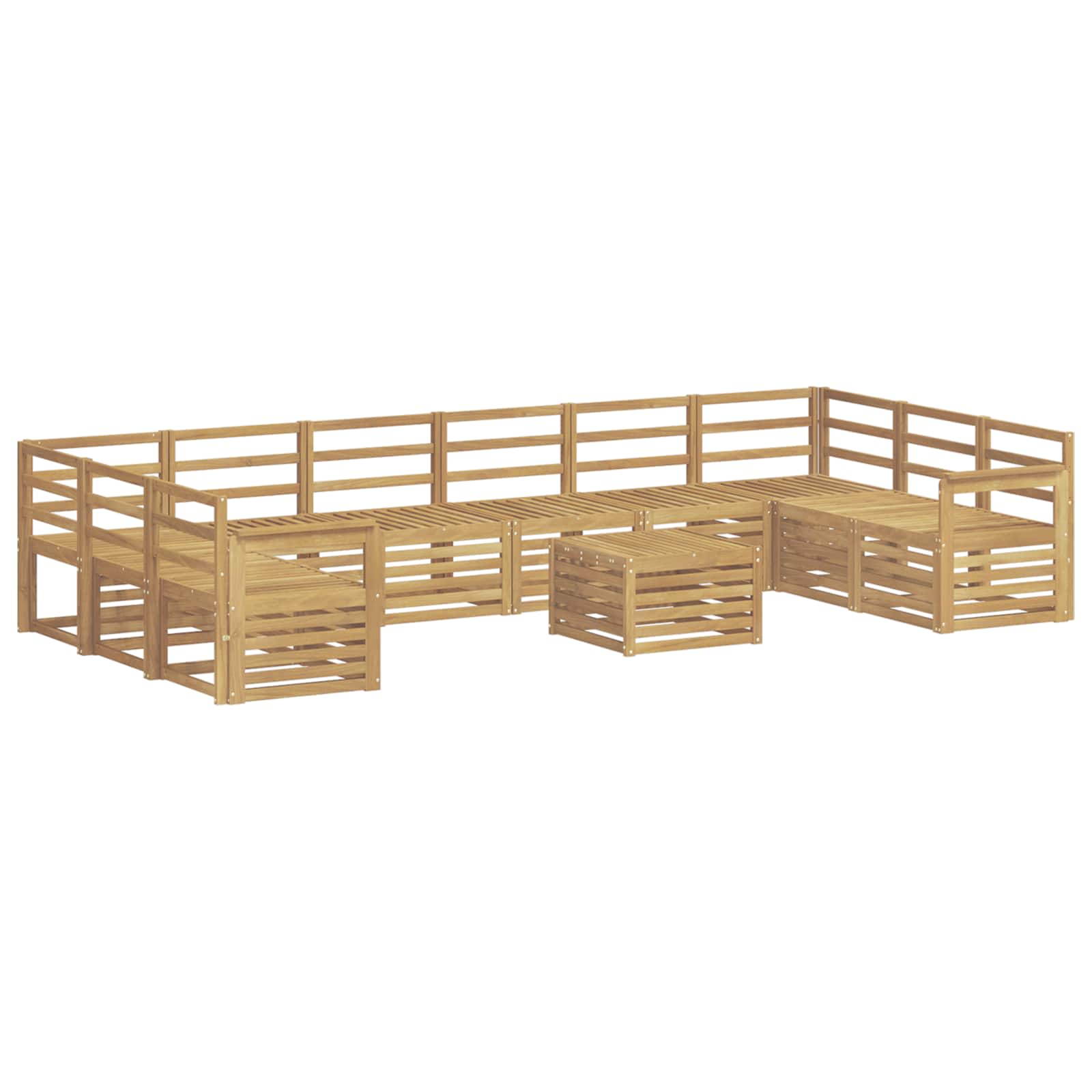 Outdoor-sofagarnitur 11 Stk. 10-sitzer Weiß Massivholz Akazie Vidaxl