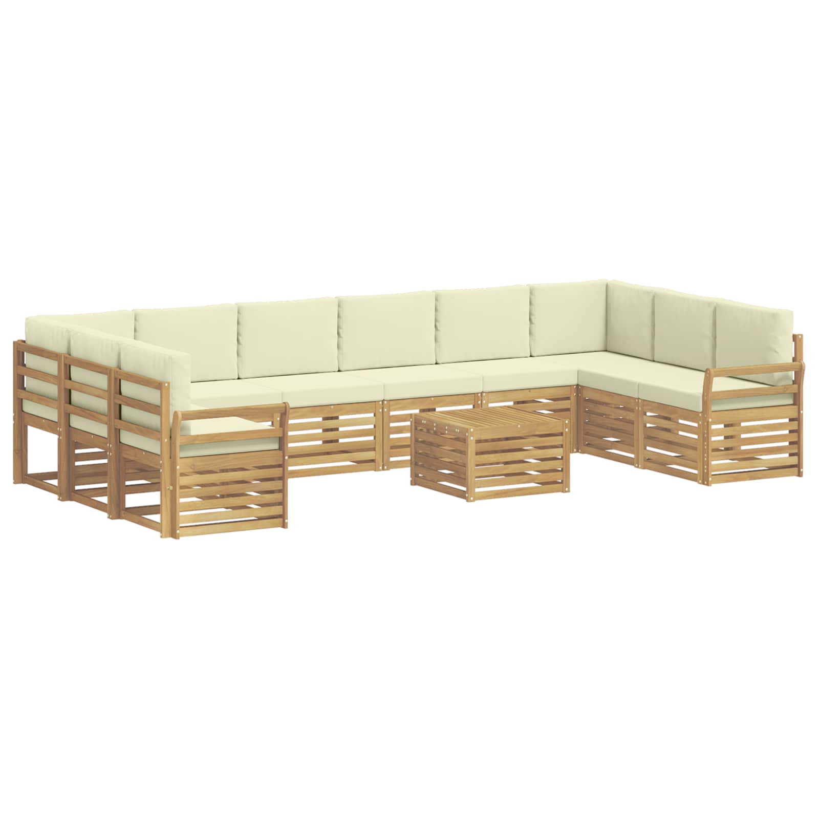 Outdoor-sofagarnitur 11 Stk. 10-sitzer Weiß Und Creme Polyester Vidaxl
