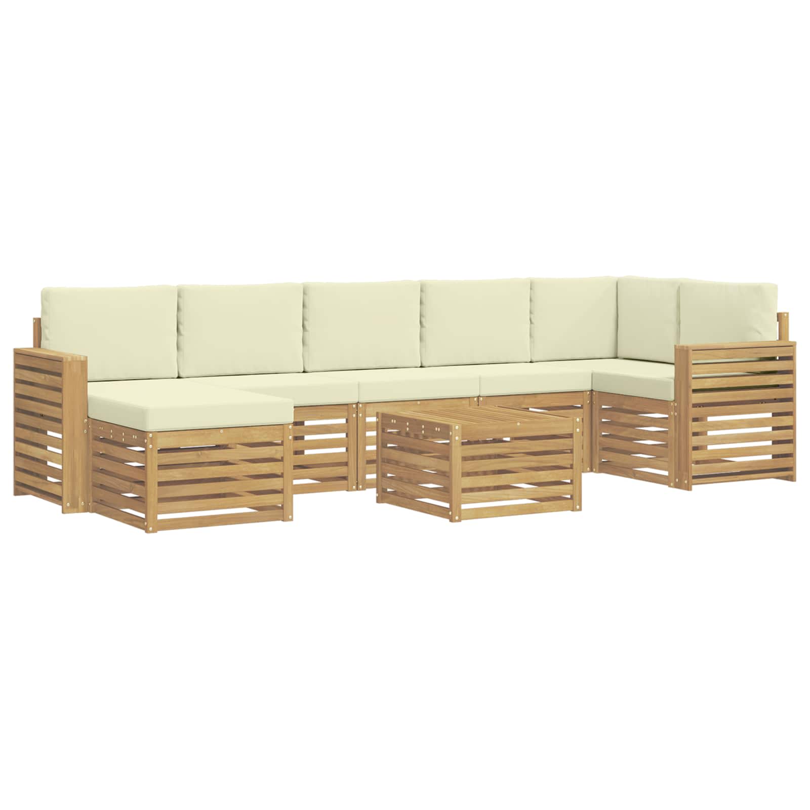 Outdoor-sofagarnitur 8 Stk. 8-sitzer Weiß Und Creme Polyester Vidaxl