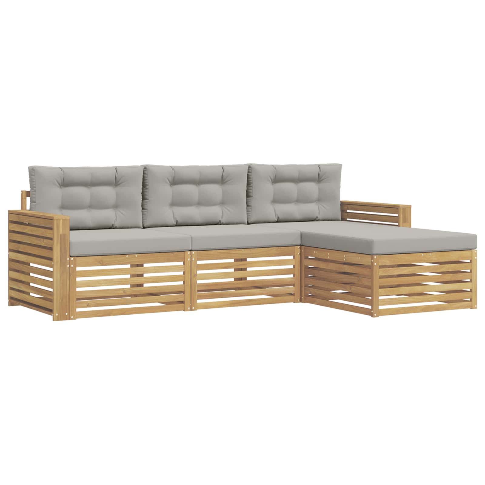 Outdoor-sofagarnitur 4 Stk. 3-sitzer Weiß Und Hellgrau Vidaxl