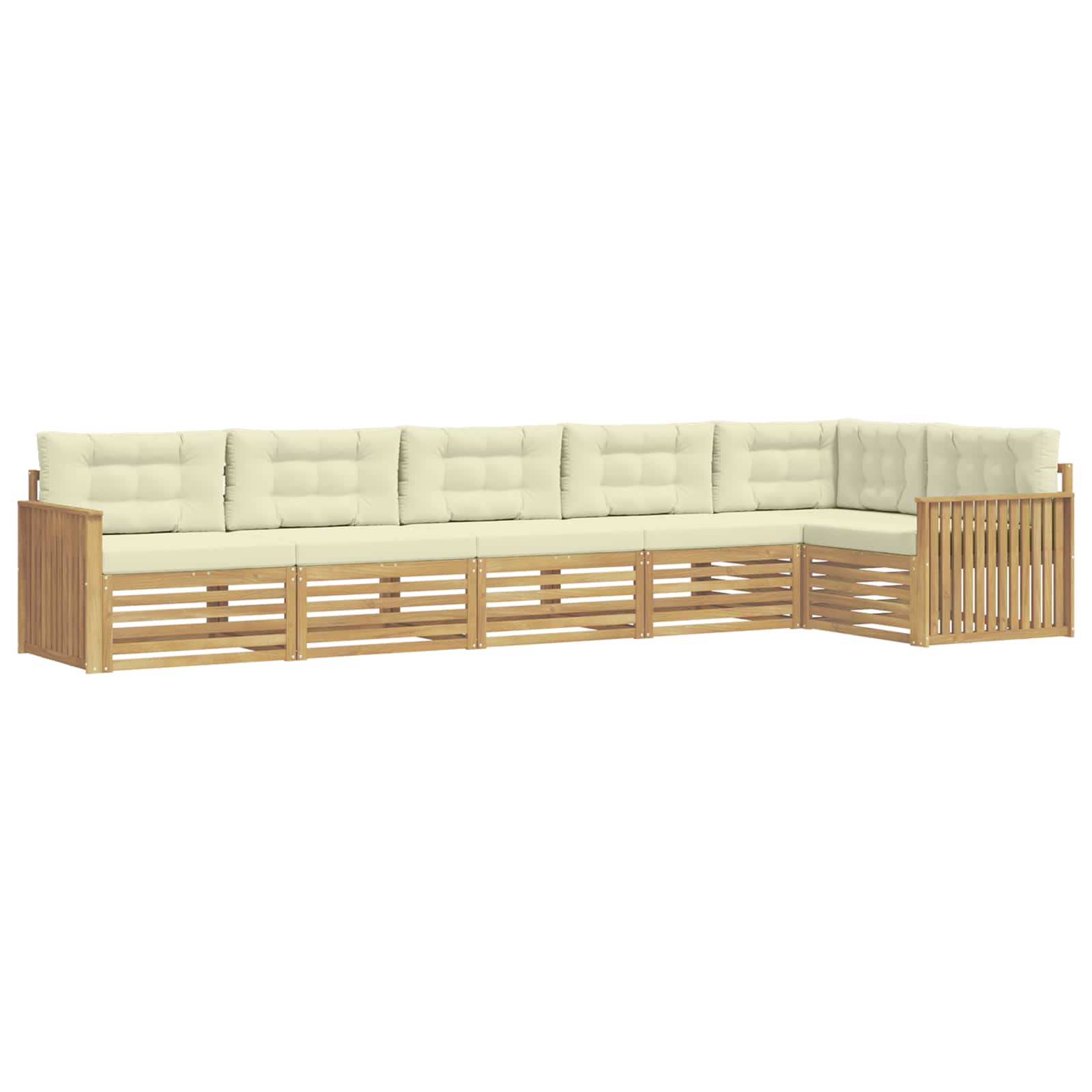 Outdoor-sofagarnitur 6 Stk. 6-sitzer Weiß Und Creme Polyester Vidaxl