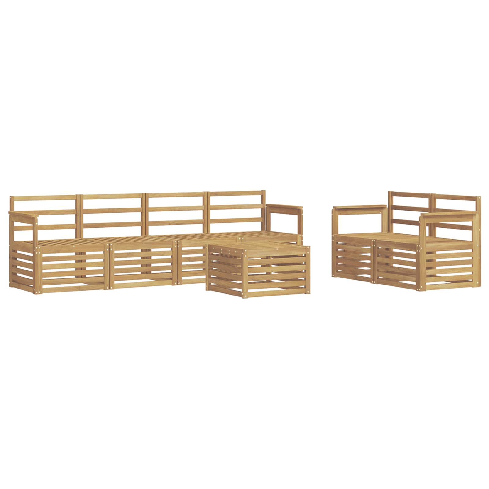 Outdoor-sofagarnitur 7 Stk. 6-sitzer Weiß Massivholz Akazie Vidaxl