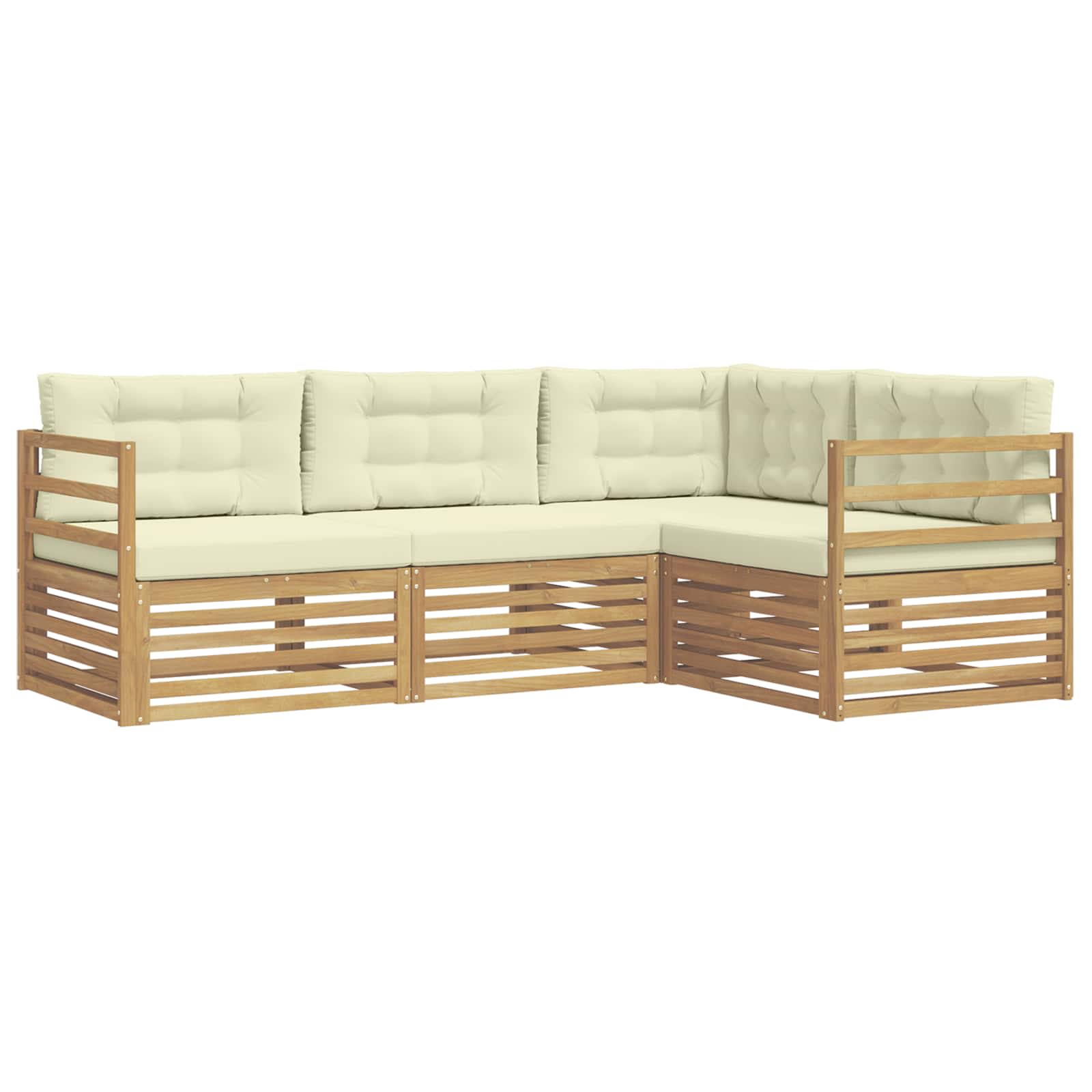 Outdoor-sofagarnitur 4 Stk. 4-sitzer Weiß Und Creme Polyester Vidaxl