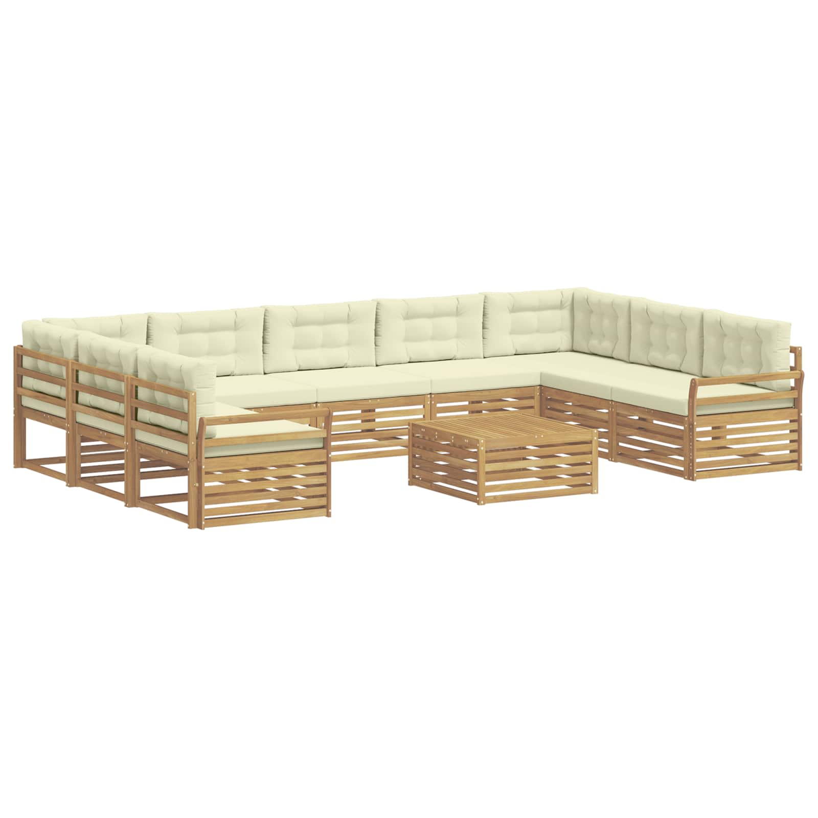 Outdoor-sofagarnitur 10 Stk. 9-sitzer Weiß Und Creme Vidaxl