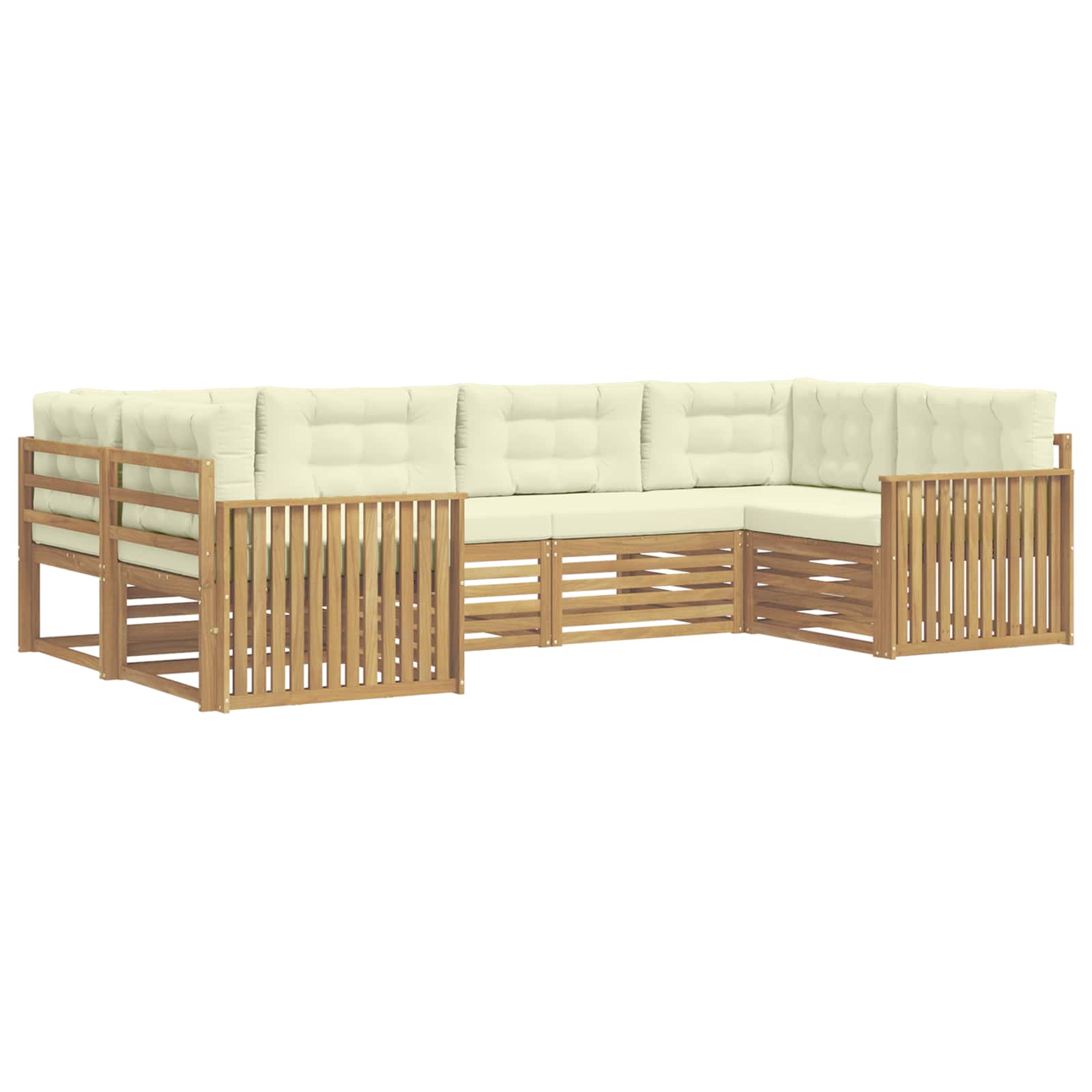 Outdoor-sofagarnitur 6 Stk. 6-sitzer Weiß Und Creme Vidaxl