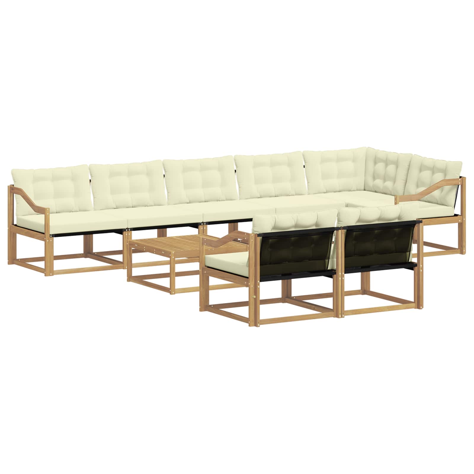 Outdoor-sofagarnitur 9 Stk. 8-sitzer Weiß Und Creme Vidaxl