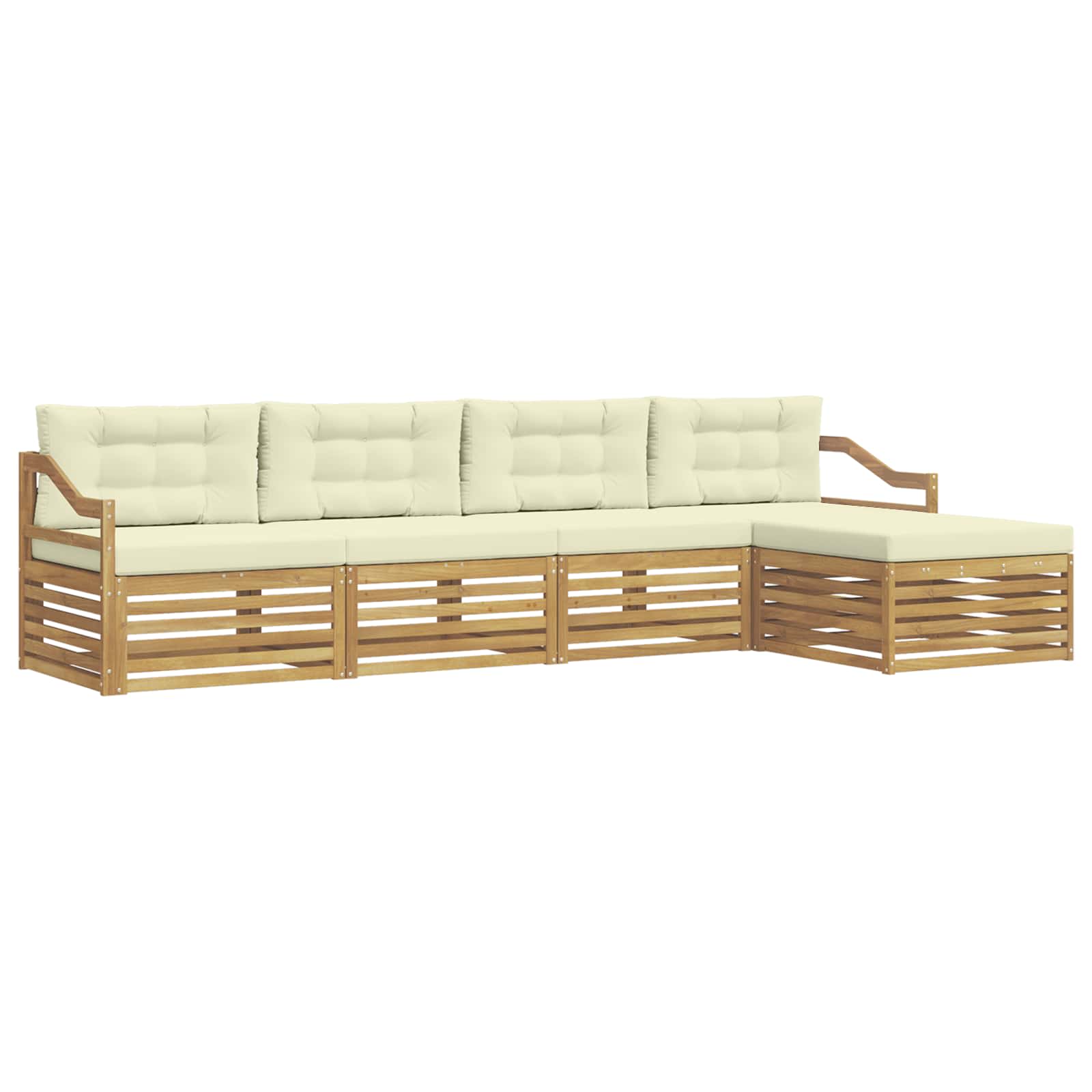 Outdoor-sofagarnitur 5 Stk. 4-sitzer Weiß Und Creme Vidaxl