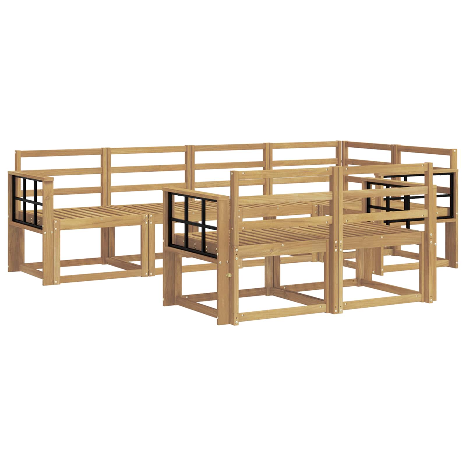 Outdoor-sofagarnitur 7 Stk. 7-sitzer Weiß Massivholz Akazie Vidaxl