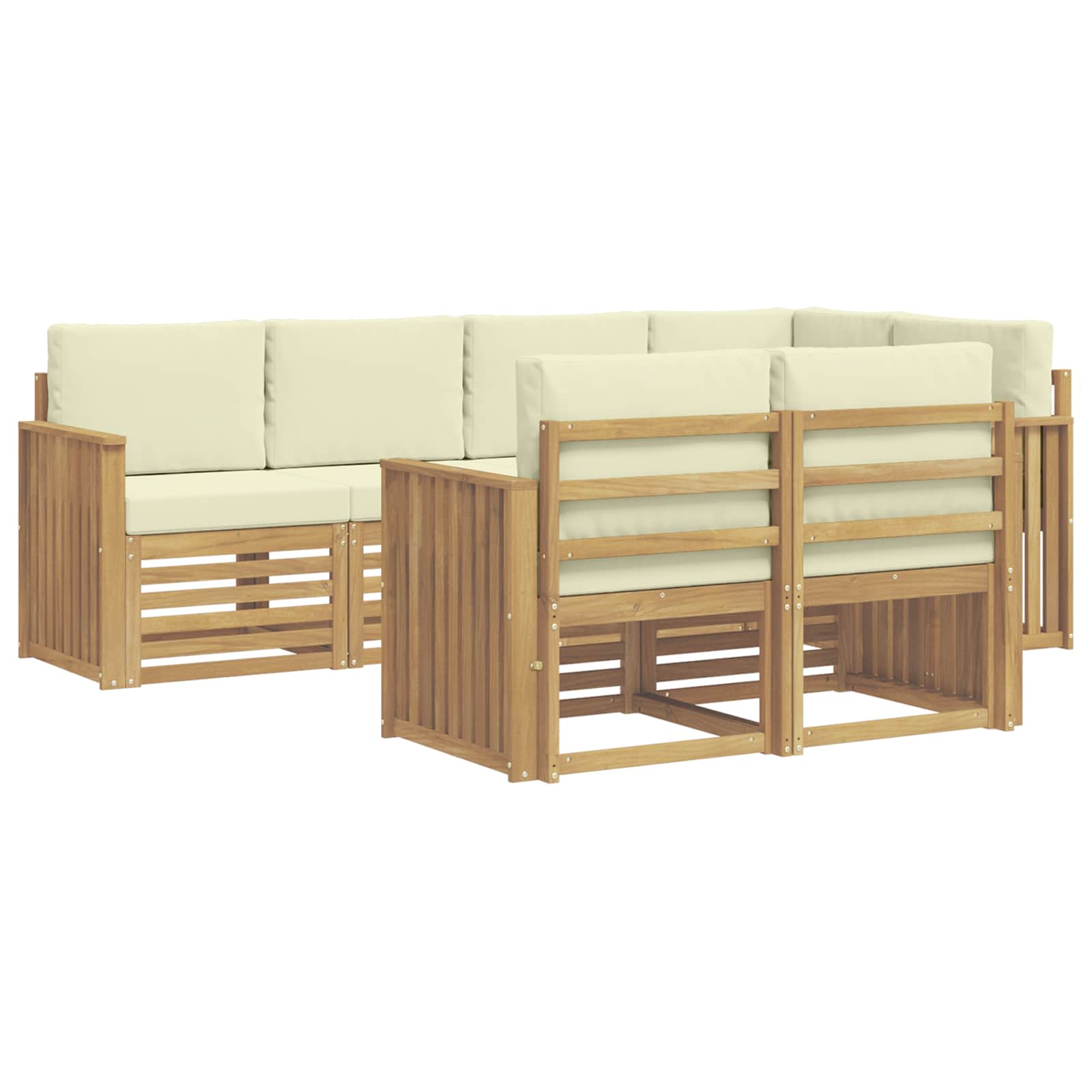 Outdoor-sofagarnitur 7 Stk. 7-sitzer Weiß Und Creme Polyester Vidaxl