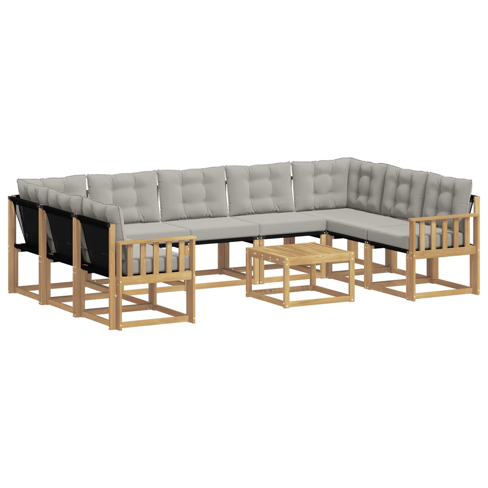 Outdoor-sofagarnitur 10 Stk. 9-sitzer Weiß Und Hellgrau Vidaxl