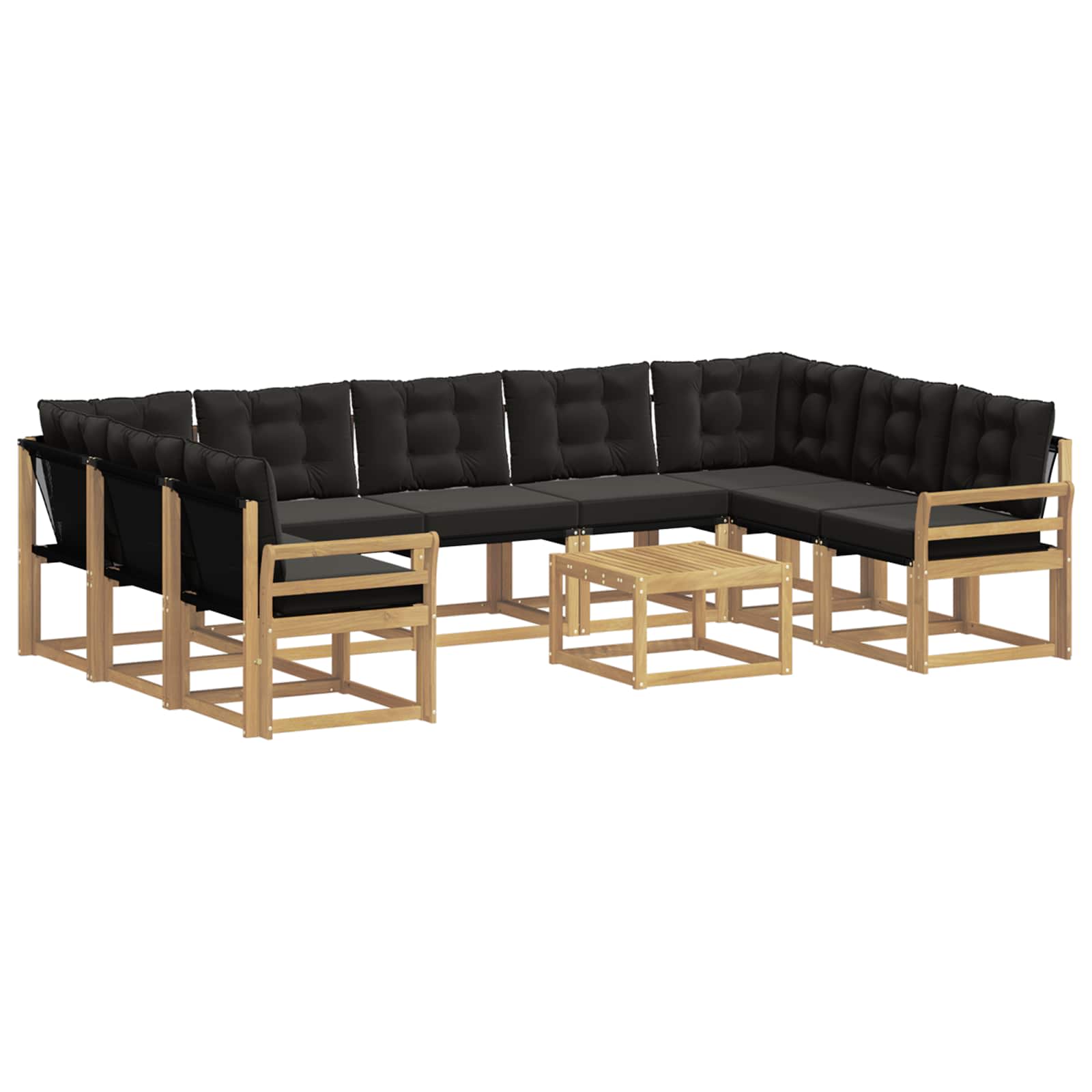 Outdoor-sofagarnitur 10 Stk. 9-sitzer Weiß Und Schwarz Vidaxl