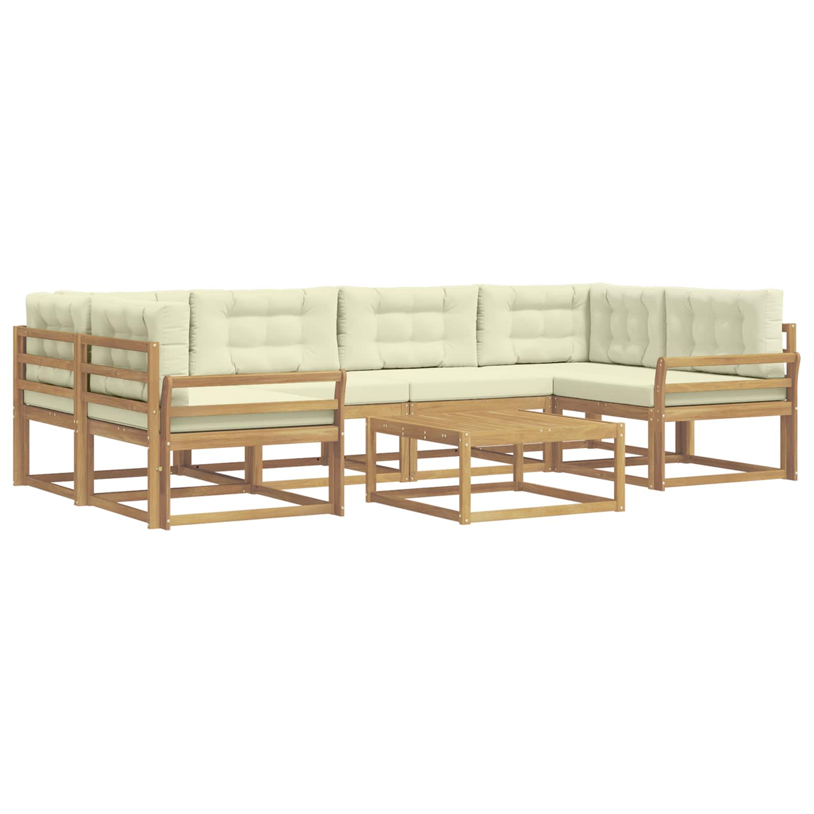 Outdoor-sofagarnitur 5 Stk. 6-sitzer Weiß Und Creme Vidaxl