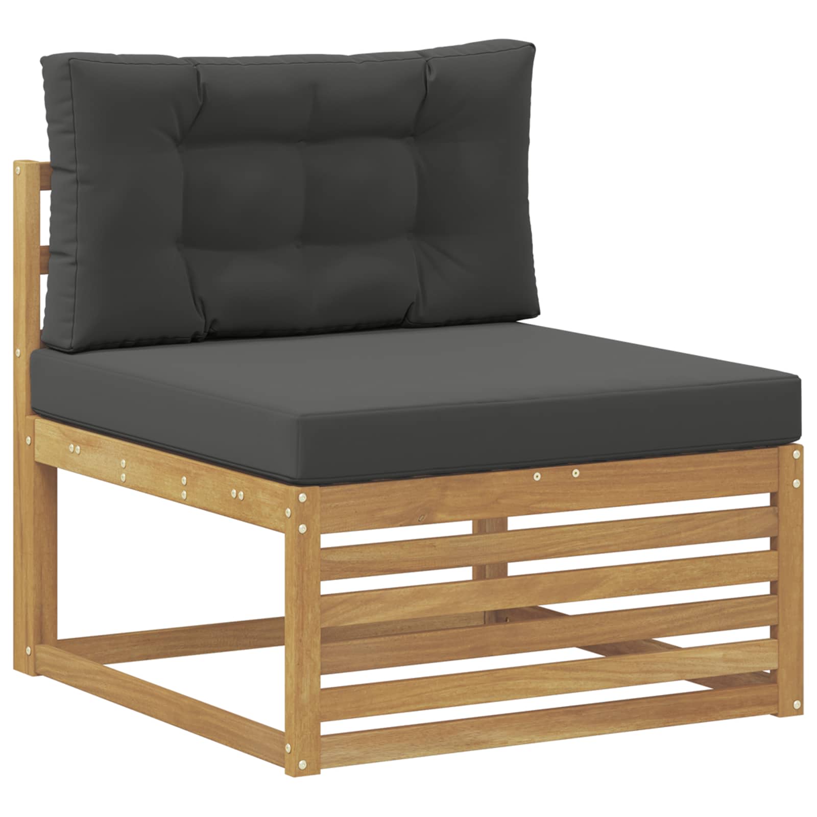 Outdoor Mittelsofa Massivholz Akazie Whitewash Und Anthrazit Vidaxl