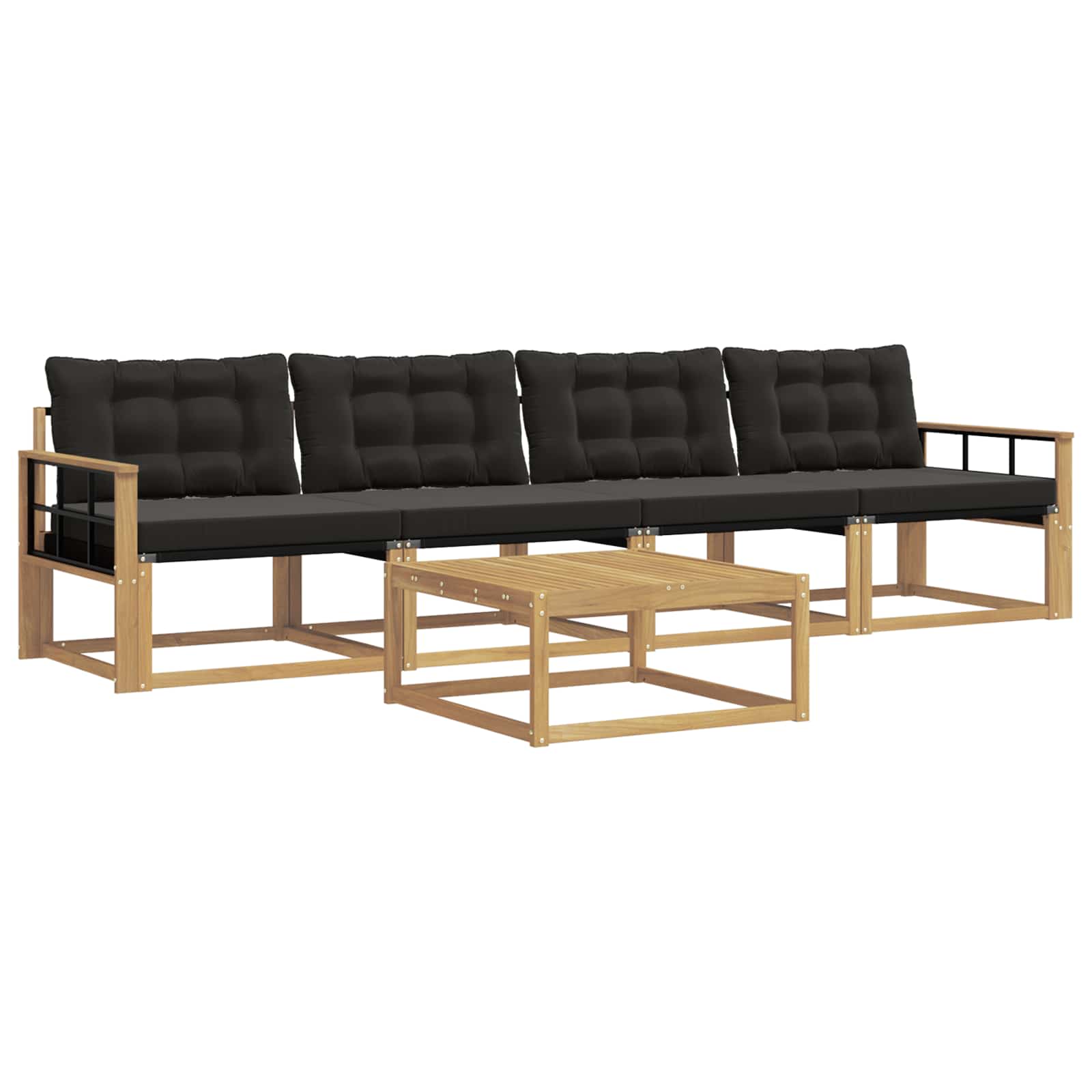 Outdoor-sofagarnitur 5 Stk. 4-sitzer Weiß Und Schwarz Vidaxl