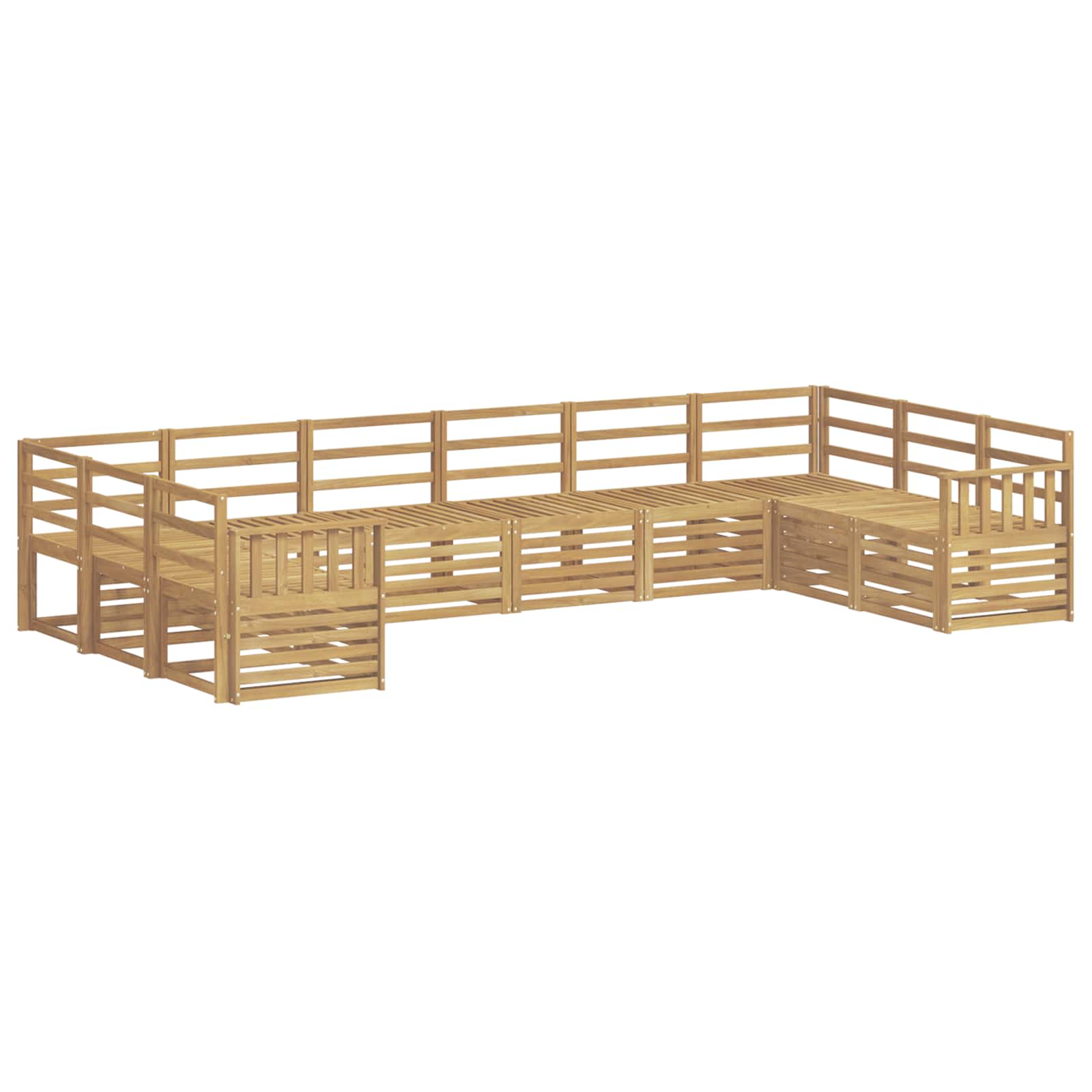 Outdoor-sofagarnitur 10 Stk. 10-sitzer Weiß Massivholz Akazie Vidaxl