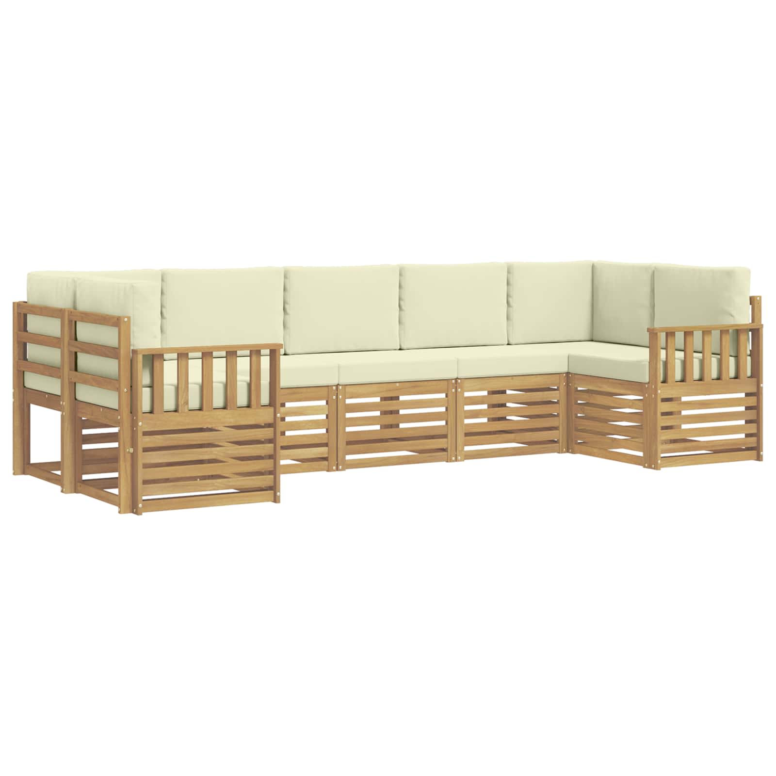 Outdoor-sofagarnitur 6 Stk. 7-sitzer Weiß Und Creme Polyester Vidaxl