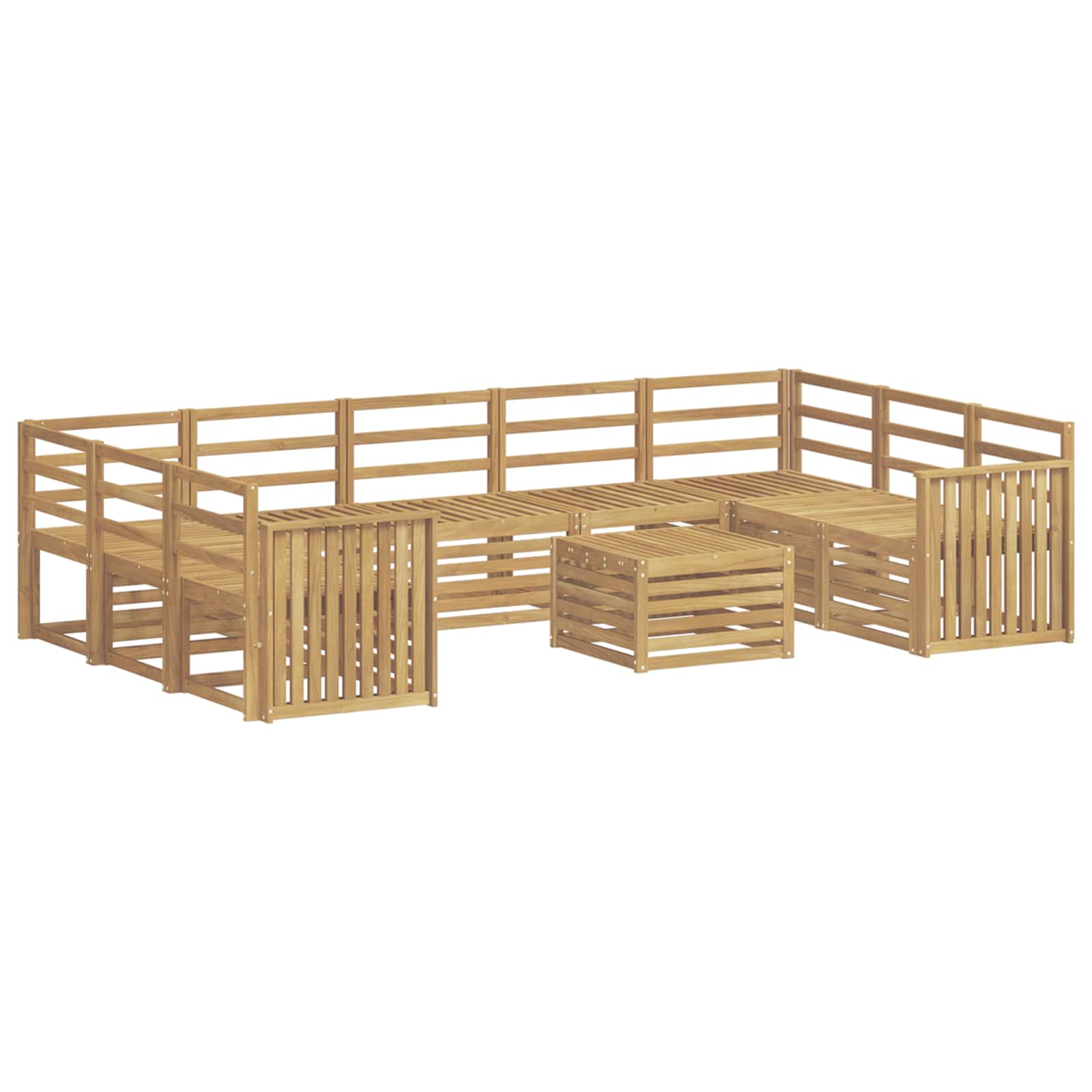 Outdoor-sofagarnitur 10 Stk. 9-sitzer Weiß Massivholz Akazie Vidaxl