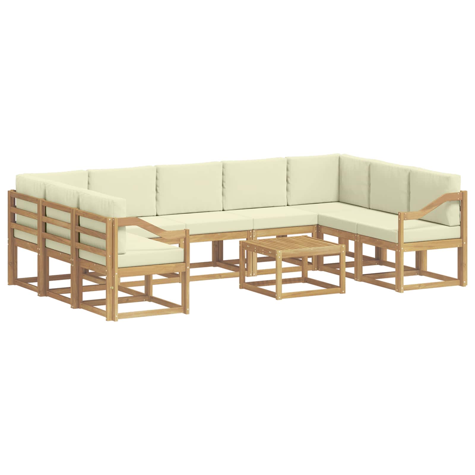 Outdoor-sofagarnitur 10 Stk. 9-sitzer Weiß Und Creme Polyester Vidaxl