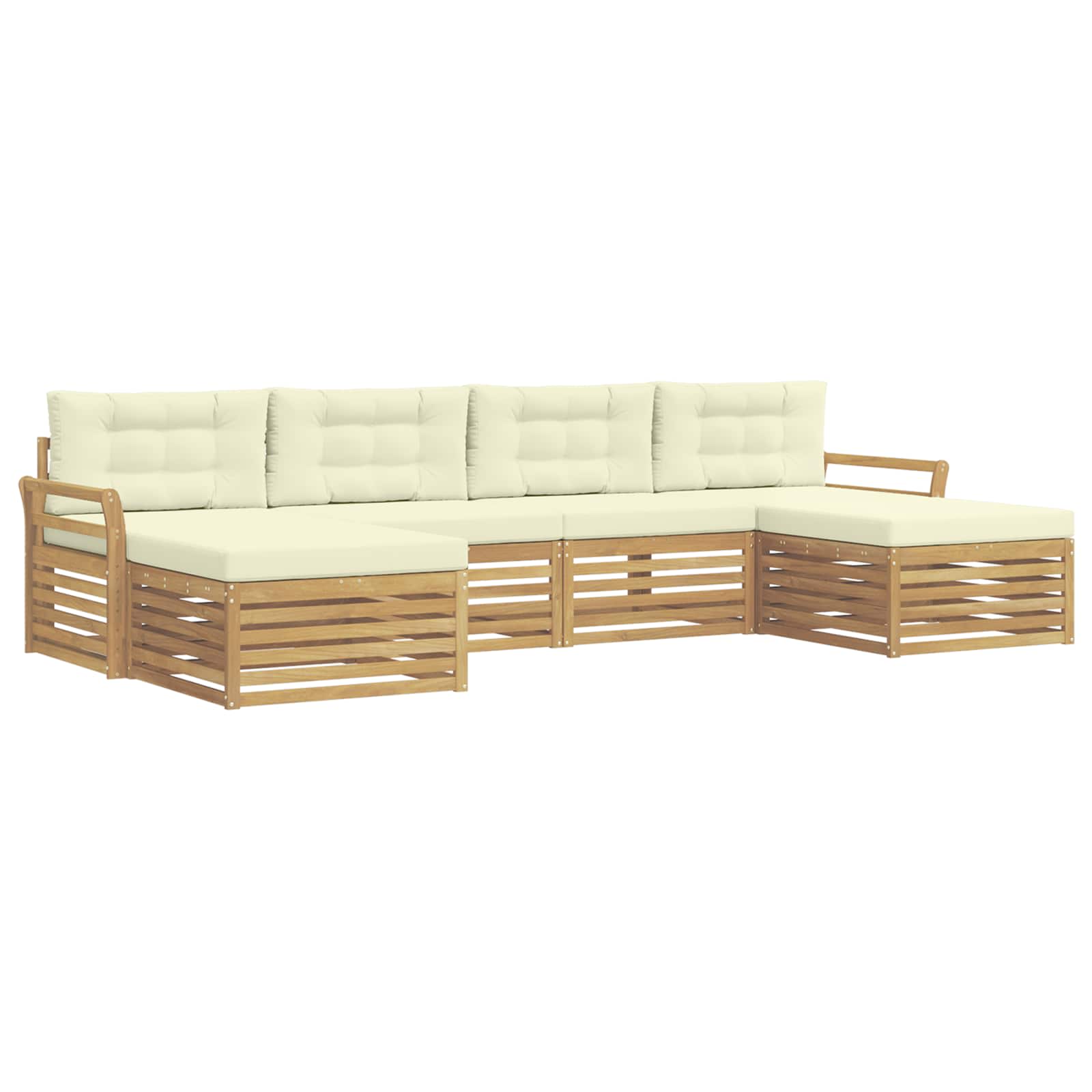 Outdoor-sofagarnitur 6 Stk. 4-sitzer Weiß Und Creme Vidaxl