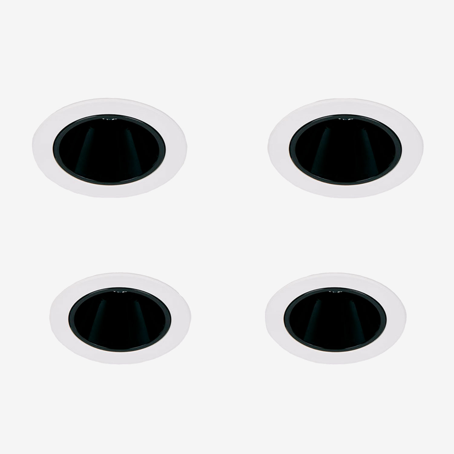 Sklum Pack Mit 4 Led-einbau-downlights Mit Runden Rahmen Ø7 Cm Aus Aluminium Luisiana Weiss – Schwarz
