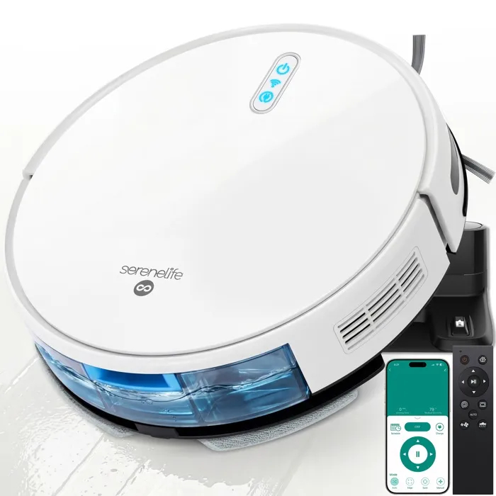 Serenelife Saugroboter Pro, 2000pa, Mit Wischfunktion, Weiß