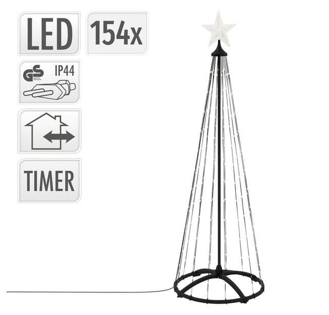 Ecd Germany Led Weihnachtsbaum Außen 150 Cm 154 Led Warmweiß, Timer, 9 Modi, Dimmbar, Inkl. Fernbedienung, Stern, Beleuchteter Tannenbaum Weihnachtsdeko Metall Lichterpyramide Lichterbaum Lichterkette