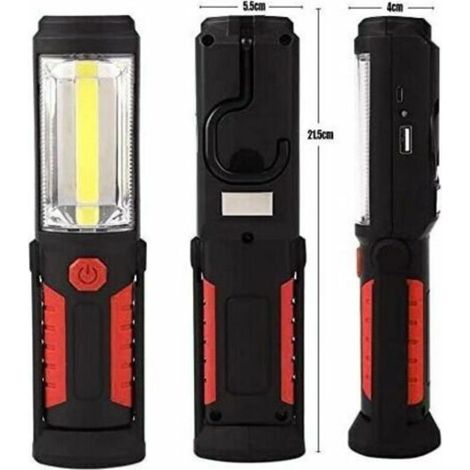 Freihändige, Wiederaufladbare Led-taschenlampe – 3 W, 650 Lm, 2-in-1-rotlicht, 1200-mah-lithium-ionen-akku – Für Camping Und Reparaturen – 2-zoll-cob-led