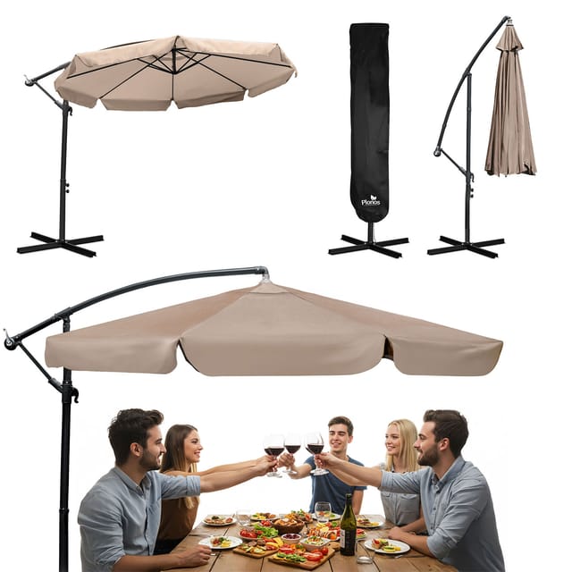 Faltbarer Gartenschirm, 8-teilig, 350 Cm, Mit Schutzhülle, Plonos Pl-881