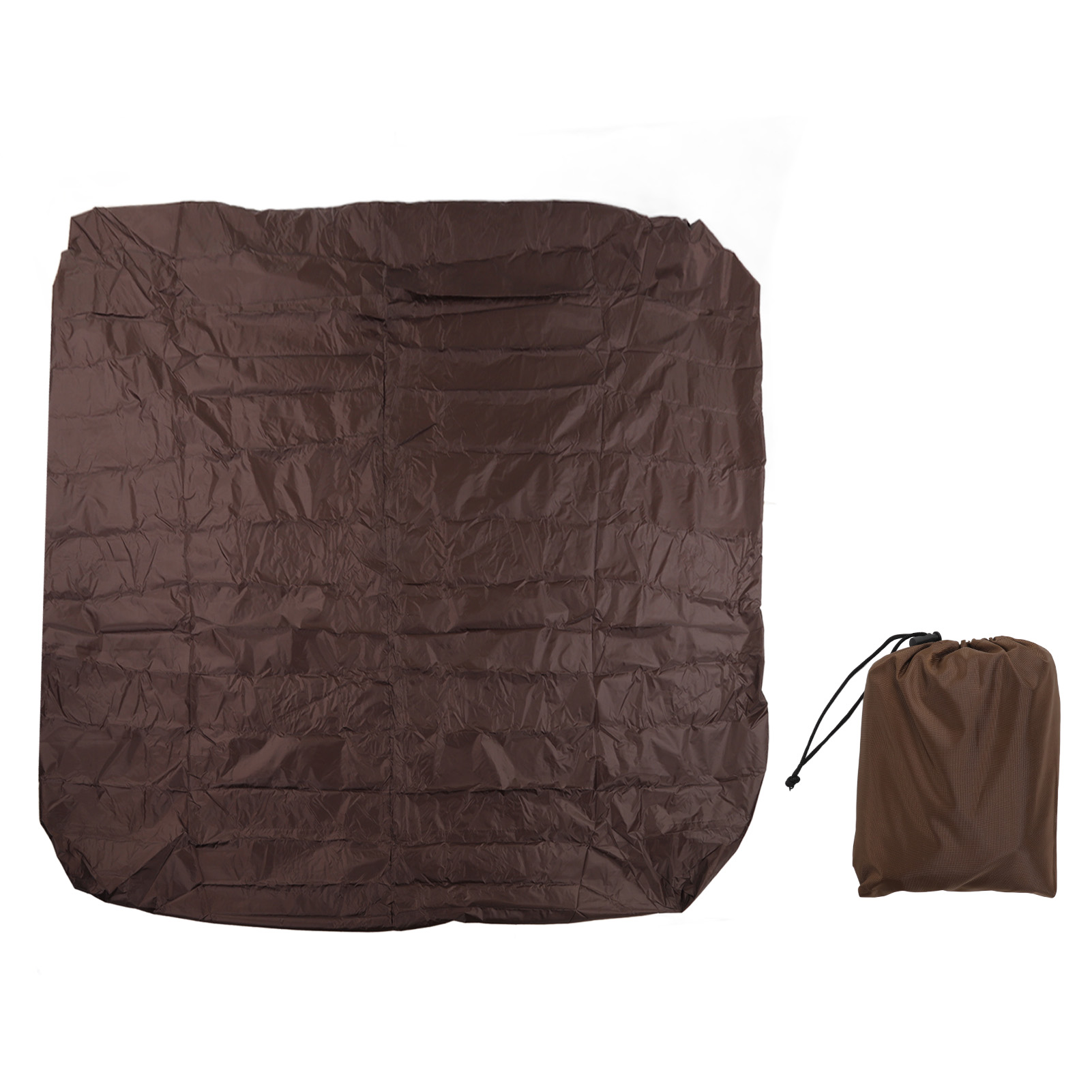 Housse De Protection Pour Baignoire Extérieure 190 Cm En Taffetas De Polyester Enduit Argenté, Imperméable, Pour Sources Thermales, Format Carré, Résistante À La Pluie, 210 X 210 X 30 Cm, Marron