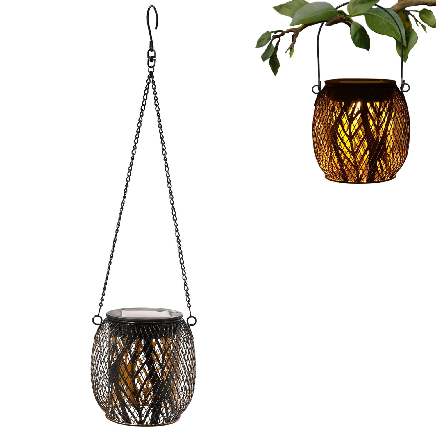 Lanterne Solaire D'Extérieur, Lanterne Solaire Portable 2 En 1 Améliorée À Suspendre, Décorations De Noël, Lanterne Solaire Étanche Pour Arbre, Jardin, Terrasse, Allée, Lot De 1