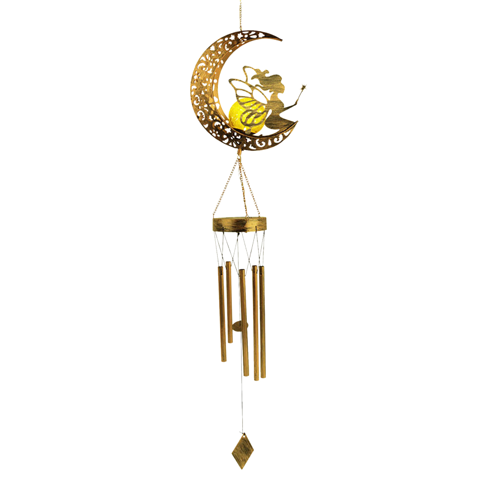 Carillon Solaire À Led Pour Extérieur, À Suspendre, Avec Veilleuse Blanc Chaud, Étanche Et De Forme Mignonne, Idéal Pour Jardin, Terrasse Ou Cour. Crochet Inclus.