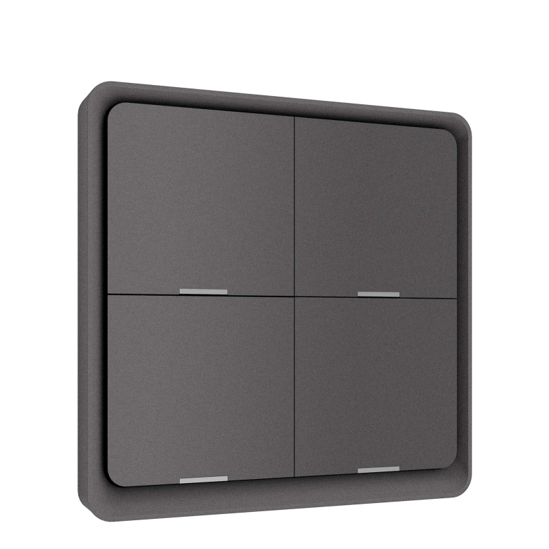 Kabelloser Drucktaster, Batteriebetriebenes Smart-wall-panel, Kompatibel Mit Der Tuya/smart Life App Und Hausautomatisierungsgeräten (zigbee-hub Erforderlich), Grau, 4 Steckdosen