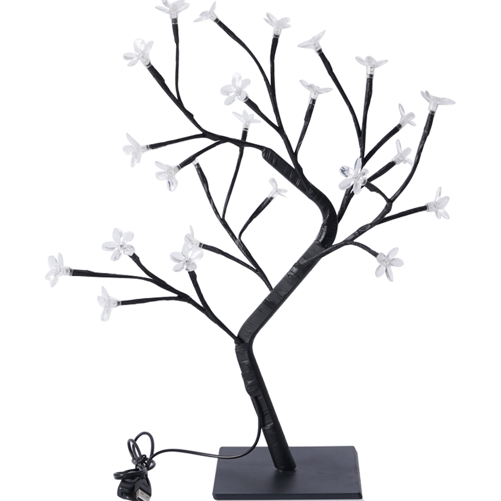Lampe Cerisier Artificielle En Fer Forgé Avec Interrupteur Usb, Veilleuse, Décoration De Table Pour Noël Et Les Fêtes.