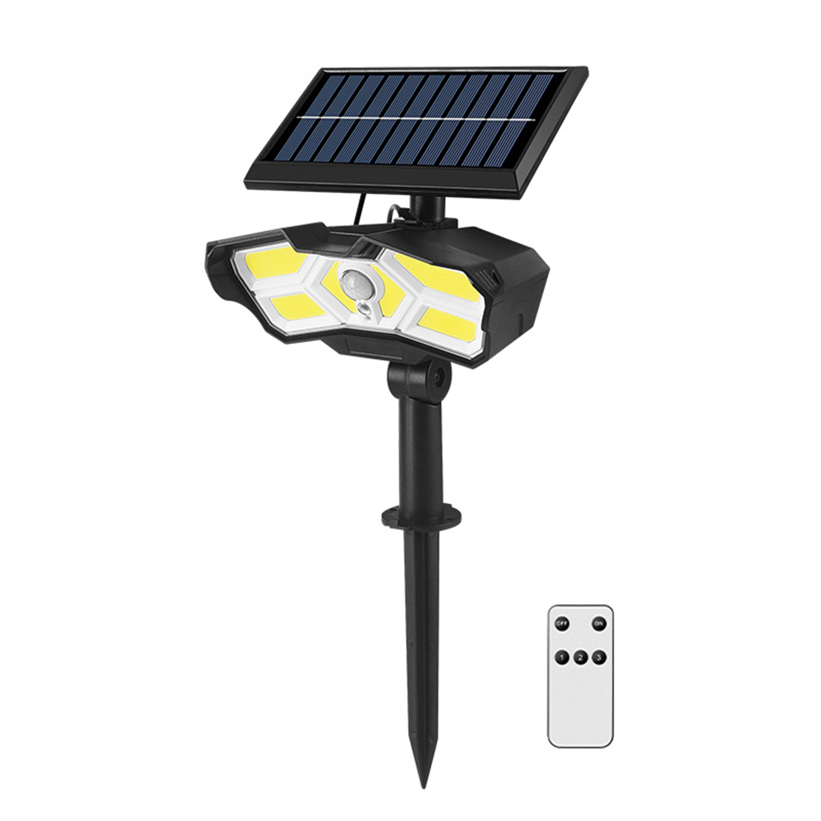Lampe Solaire De Jardin Intelligente Avec Contrôle De La Lumière À Distance, Simulation De Surveillance, Réglage Multi-angle, Étanche Ip64, Lampe De Jardin Murale Ou Au Sol