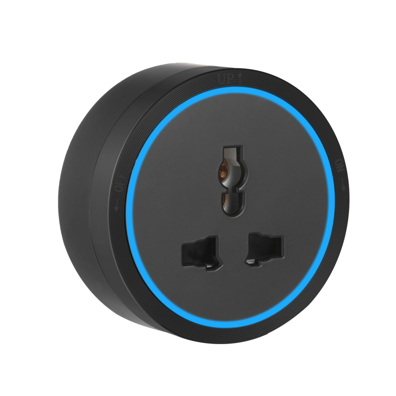 Universelle 3-polige Schienensteckdose, Netzsteckeradapter, Verschiebbare Wandsteckdose Mit Blauem Led-ring, Vielseitig Und Mobil.