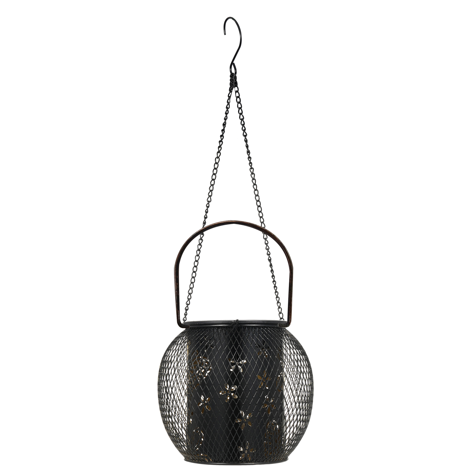 Lanterne Solaire Suspendue D'Extérieur En Fer Forgé, Décorative, Ajourée, Motif Fleurs Et Papillons, Étanche Ip65, Idéale Pour Le Jardin, Une Table, Une Allée Ou Une Fête.